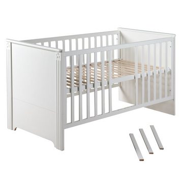 roba® Babymöbel-Set Maxi - Babybett 70 x 140 & Wickelkommode, höhenverstellbares Kinderbett mit Schlupfsprossen - im Landhausstil