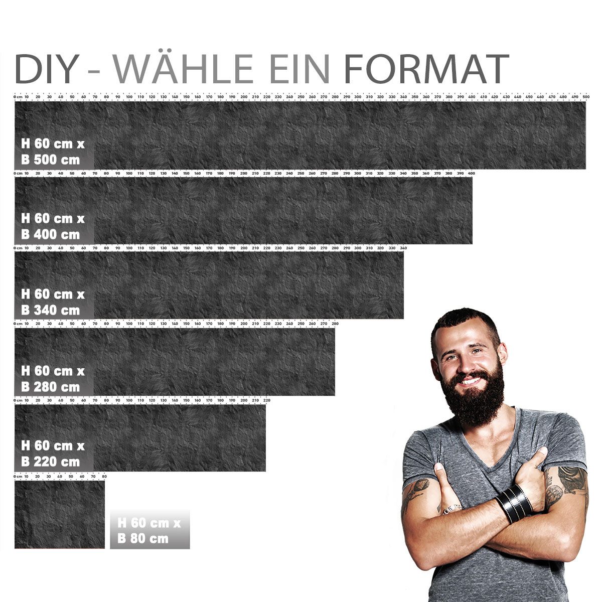Stickerprofis Küchenrückwand Schiefer (Matt-Finish), (Premium), 1,5mm, selbstklebend, hält auf besonders vielen Öberflächen