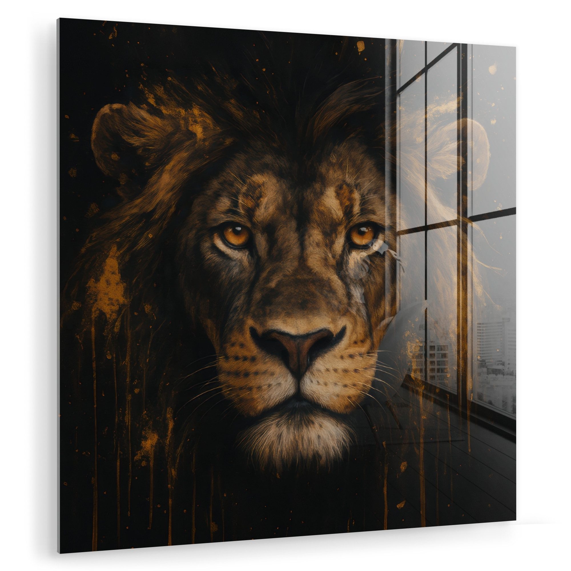 MuchoWow Acrylglasbild Löwe - Gold - günstig online kaufen