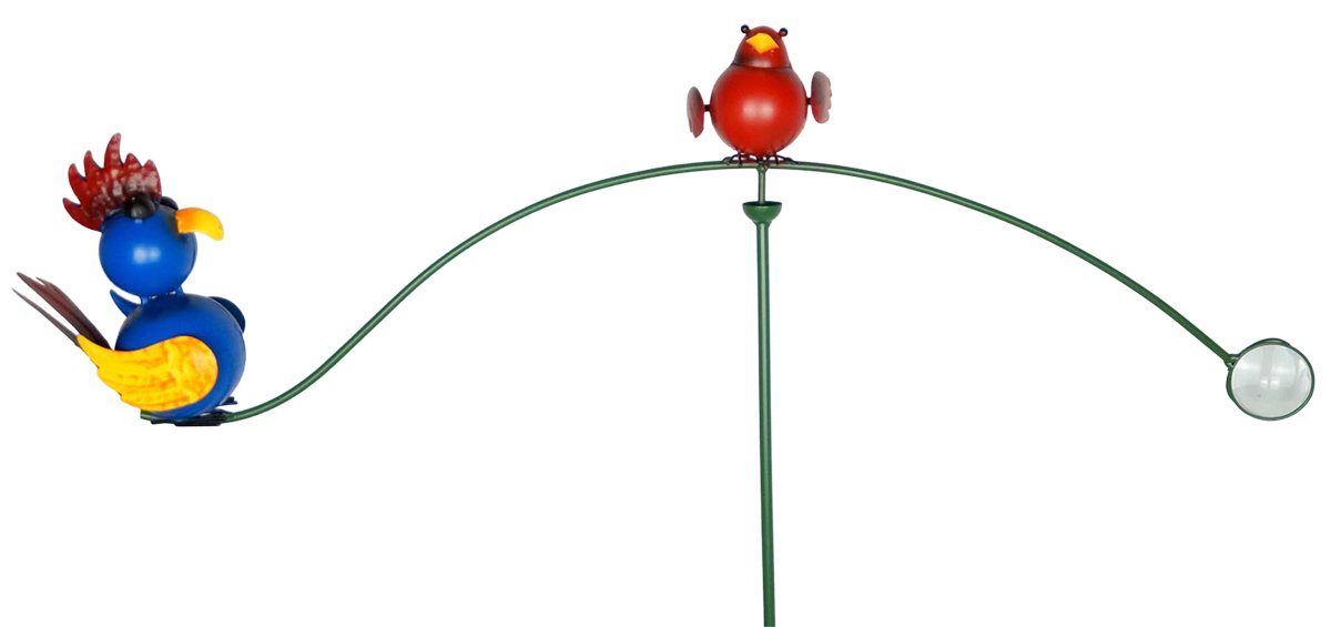 Eurotrade Gartenstecker Windspiel Hahn und Vogel (1-St)