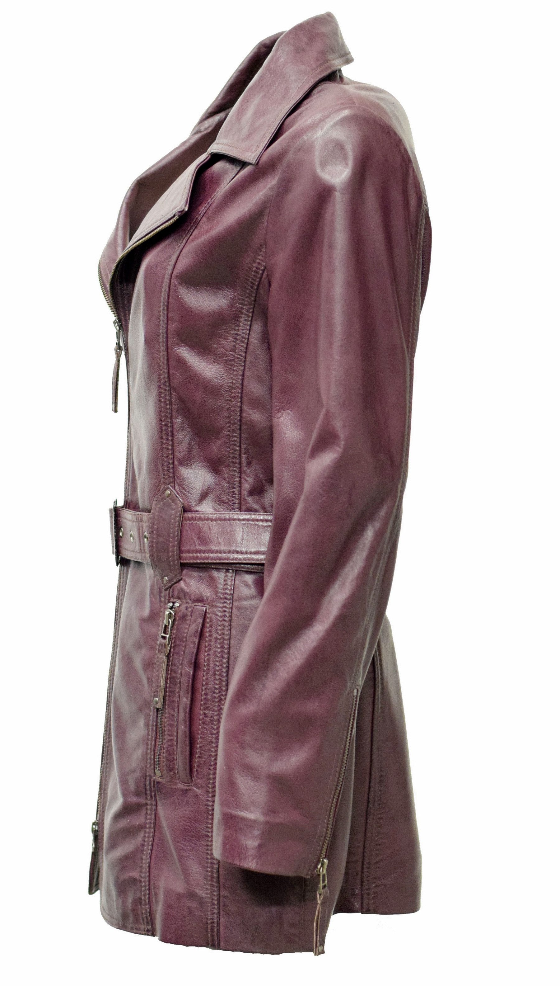 Zimmert Leather Ledermantel Lara weiches Lammnappa, Bordo Rot, Cognac, Schw günstig online kaufen