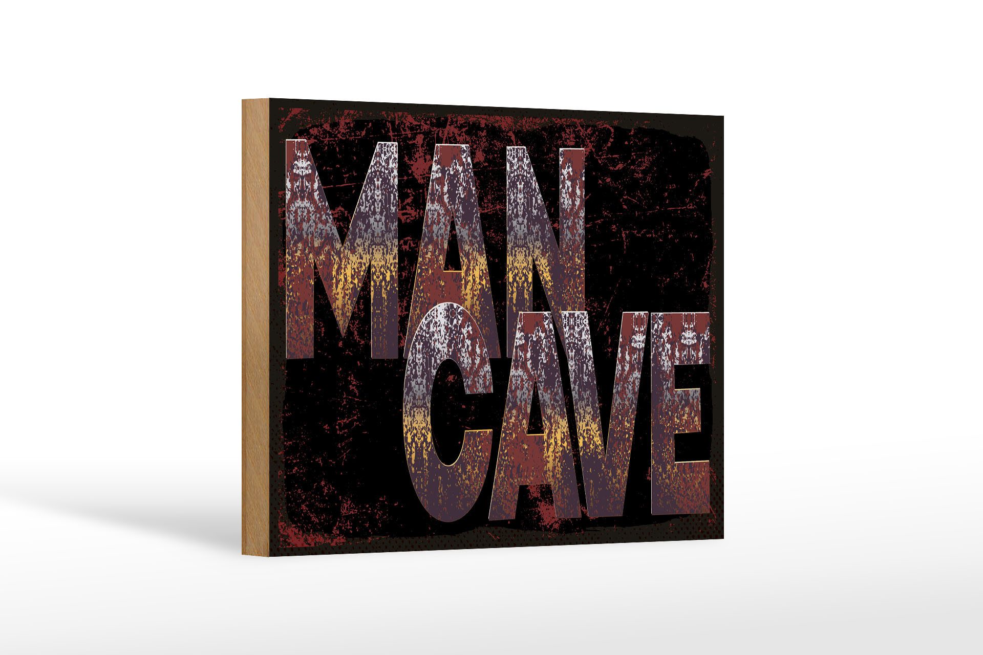 Femer GmbH Holzbild Hinweis 30x40 cm Man cave rotes, (1 St), Glatte Holzfaserplatte (MDF), vorn beschichtet