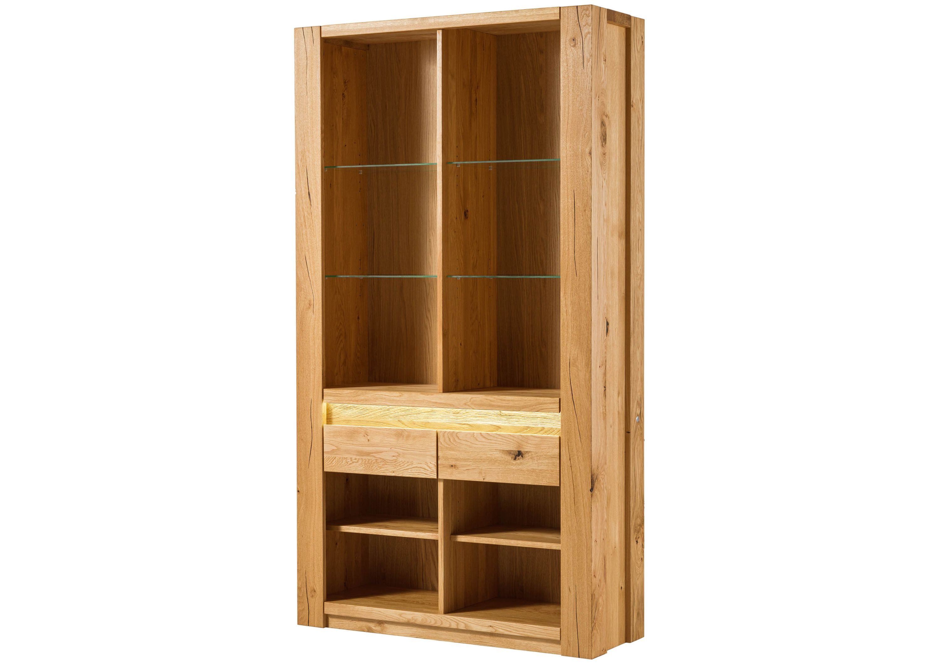Massivmoebel24 Bücherregal KENT, 1-tlg., Wildeiche 113x40x205 natur geölt KENT #129