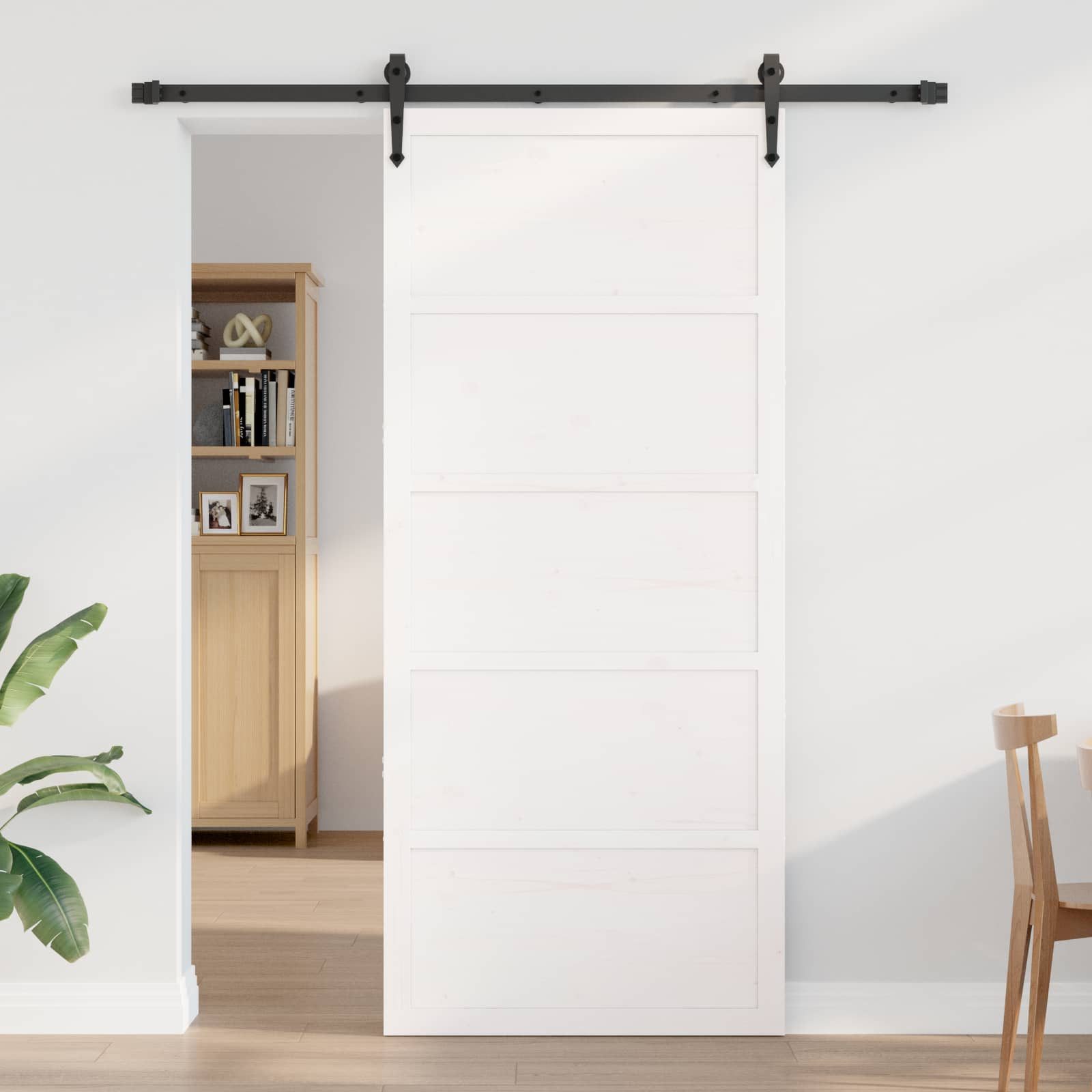 vidaXL Schiebetür Scheunentür 100 x 2,5 x 208 cm Massives Kiefernholz Weiß (1-St)