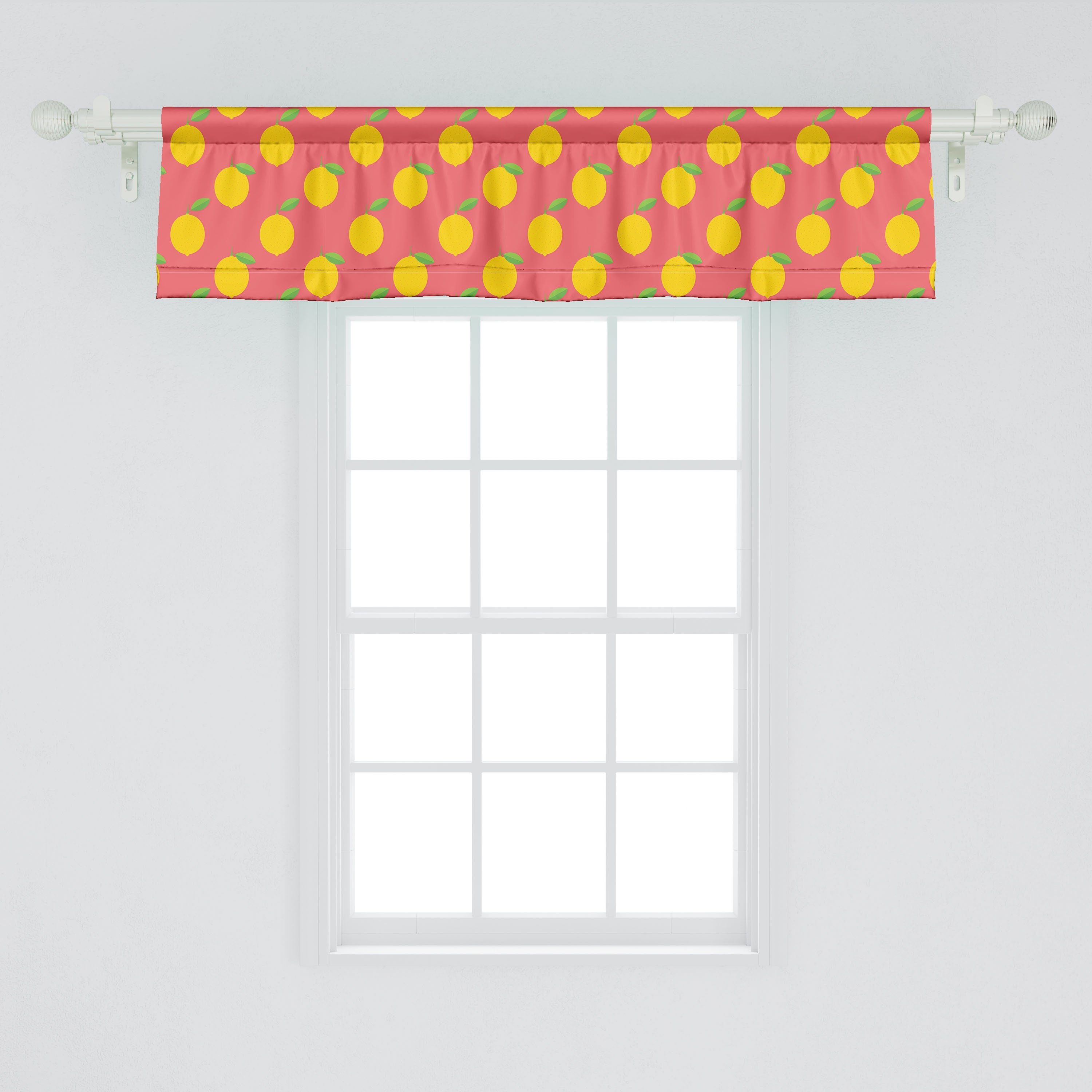 Scheibengardine Vorhang Volant für Küche mit Dekor Zitronen Abakuhaus, Schlafzimmer Tasty Microfaser, Bunte Köstliche Stangentasche
