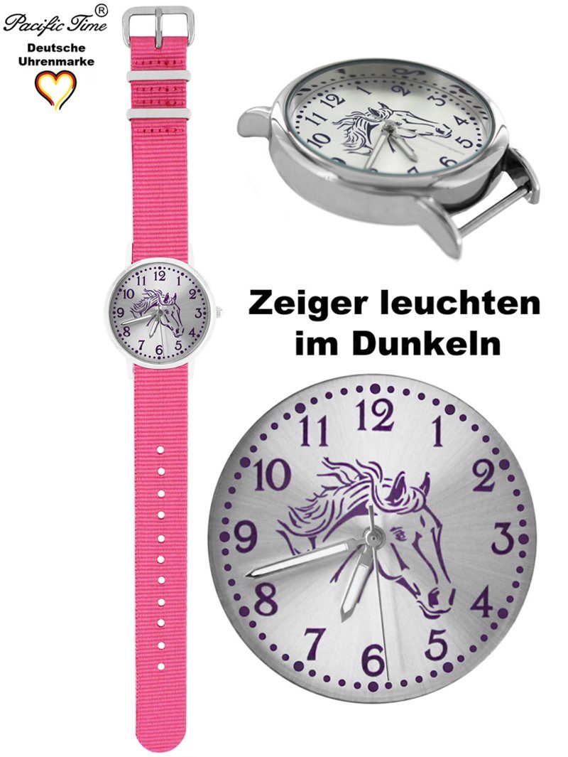 Kette, und Pferd Wechselarmband Set Kinder Match Time Design - und Armbanduhr Mix Quarzuhr Versand violett Gratis Pacific rosa