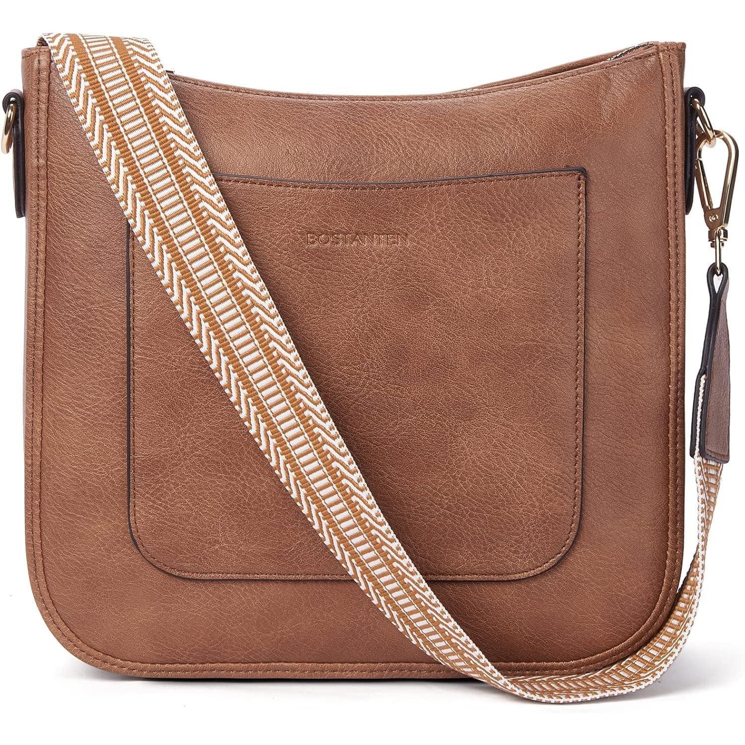 Umhängetasche Handtasche Umhängetasche Crossbody Leder Damen Mittelgroß 3 braun