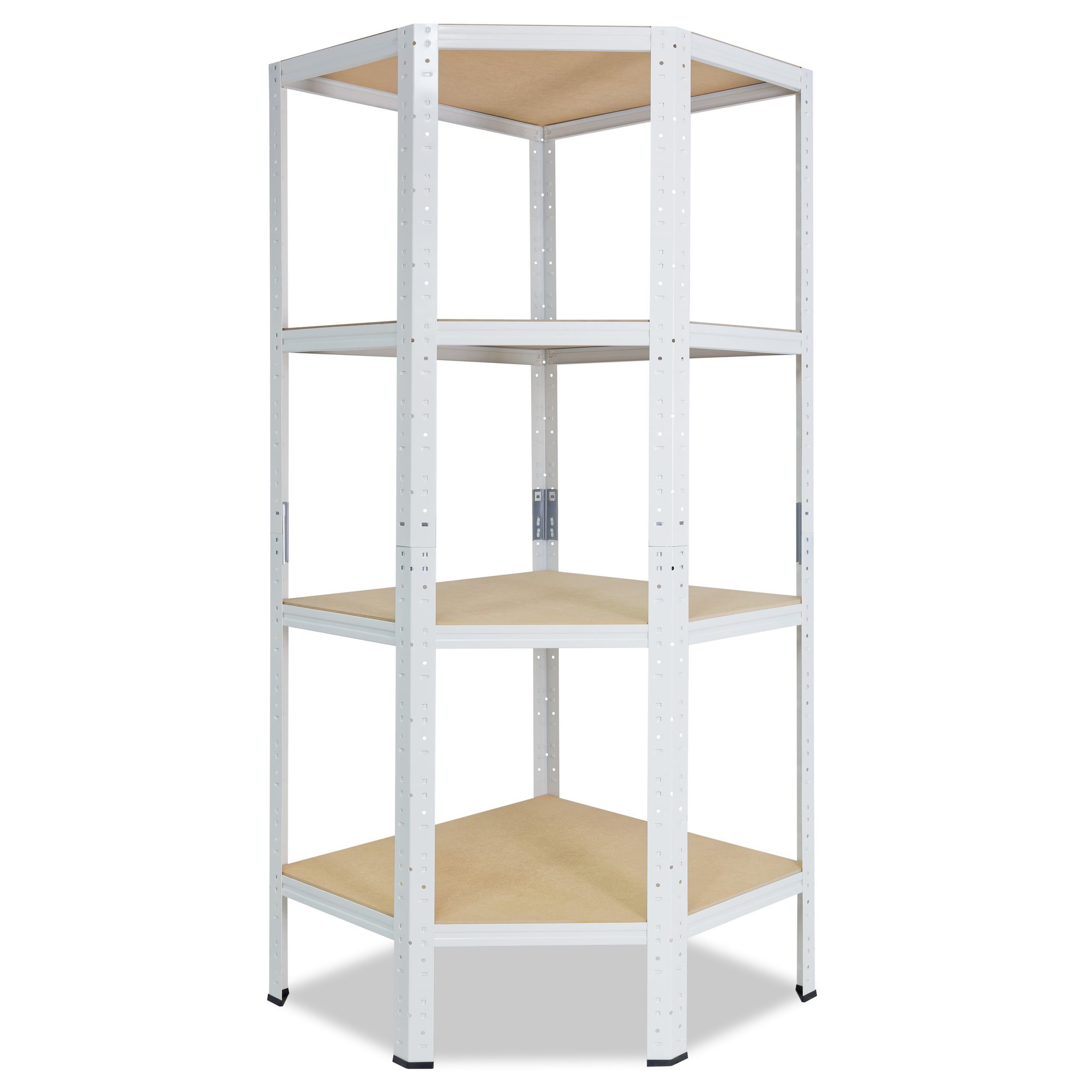 shelfplaza Eckregal HOME, 155x90x60cm weiß, Metall Eckregal stehend mit 4 Böden