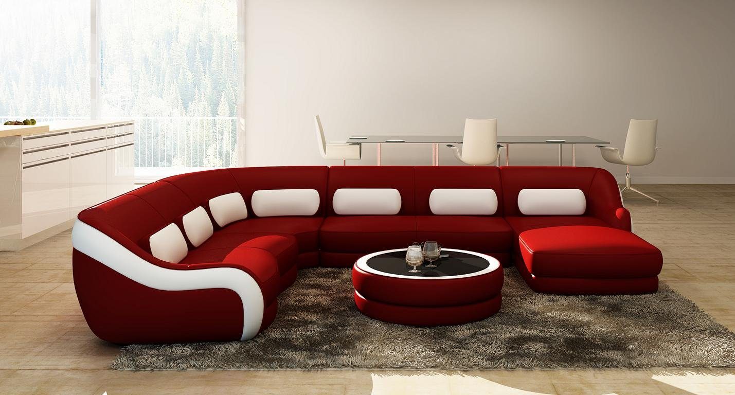 JVmoebel Ecksofa Moderne Stilvolle U-Form Wohnlandschaft luxus Sofa XXL Leder Neu, Made in Europe