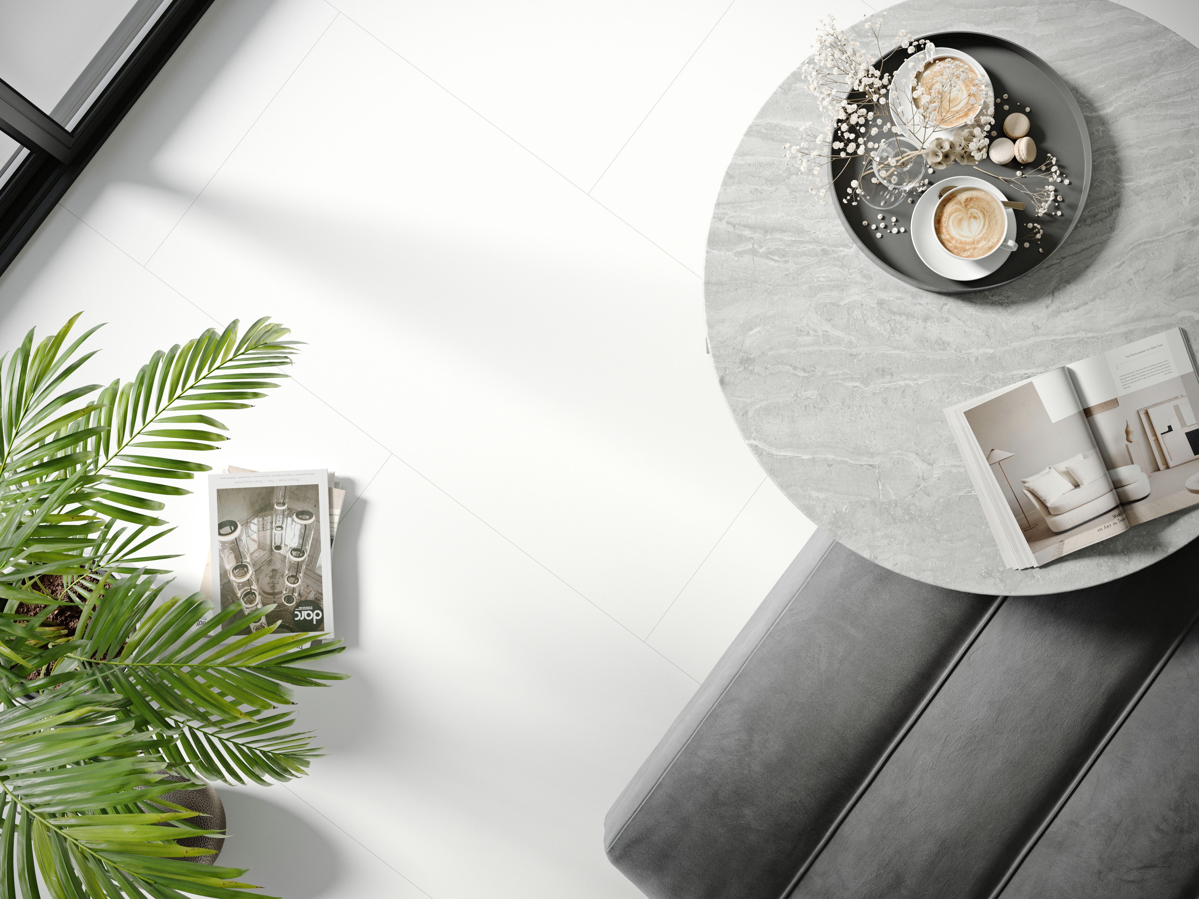FALQUON GmbH Laminat MAX Fliese - Großformat 1220x610 mm - hochglänzend - Stone 2.0 Optik, Packung, In 1 Packung: 4 Paneele - 2,977m², feuchtigkeitsresistent - 1 Packung: 4 Paneele - 2,977m²