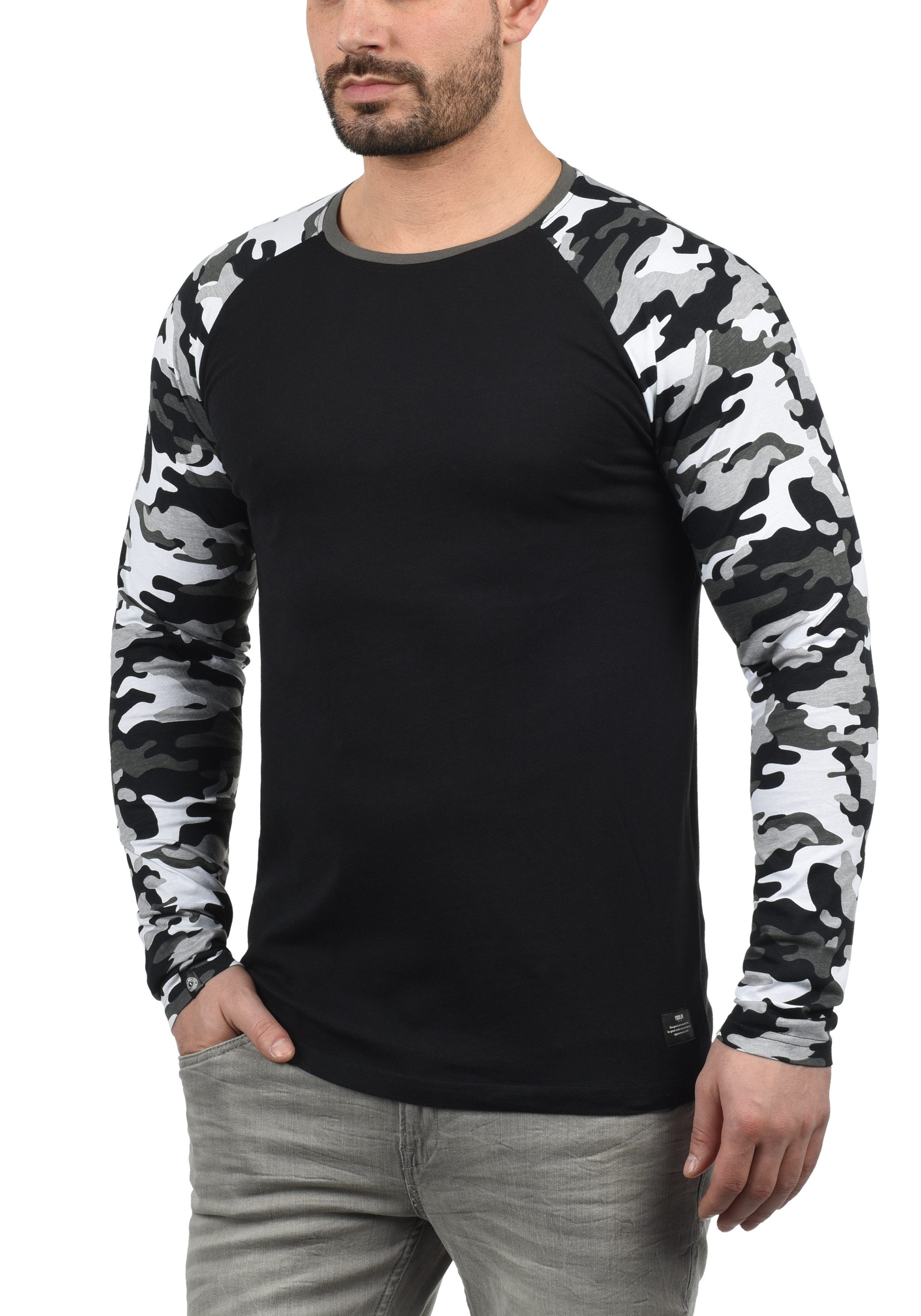 !Solid Rundhalsshirt SDCajus Longsleeve im Baseball-Look günstig online kaufen