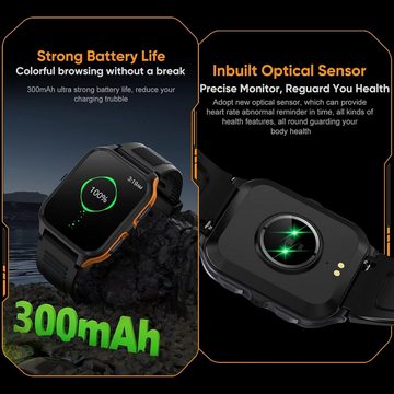 findtime Ergonomisches Design Smartwatch (1,83 Zoll, Android, iOS), mit Telefonfunktion Sportuhr Outdoor Gesundheitsuhr Blutdruckmessung