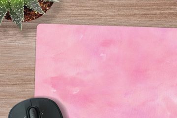 MuchoWow Gaming Mauspad Aquarell - Muster - Rosa - Farbe (1-St), Mousepad mit Rutschfester Unterseite, Gaming, 40x40 cm, XXL, Großes