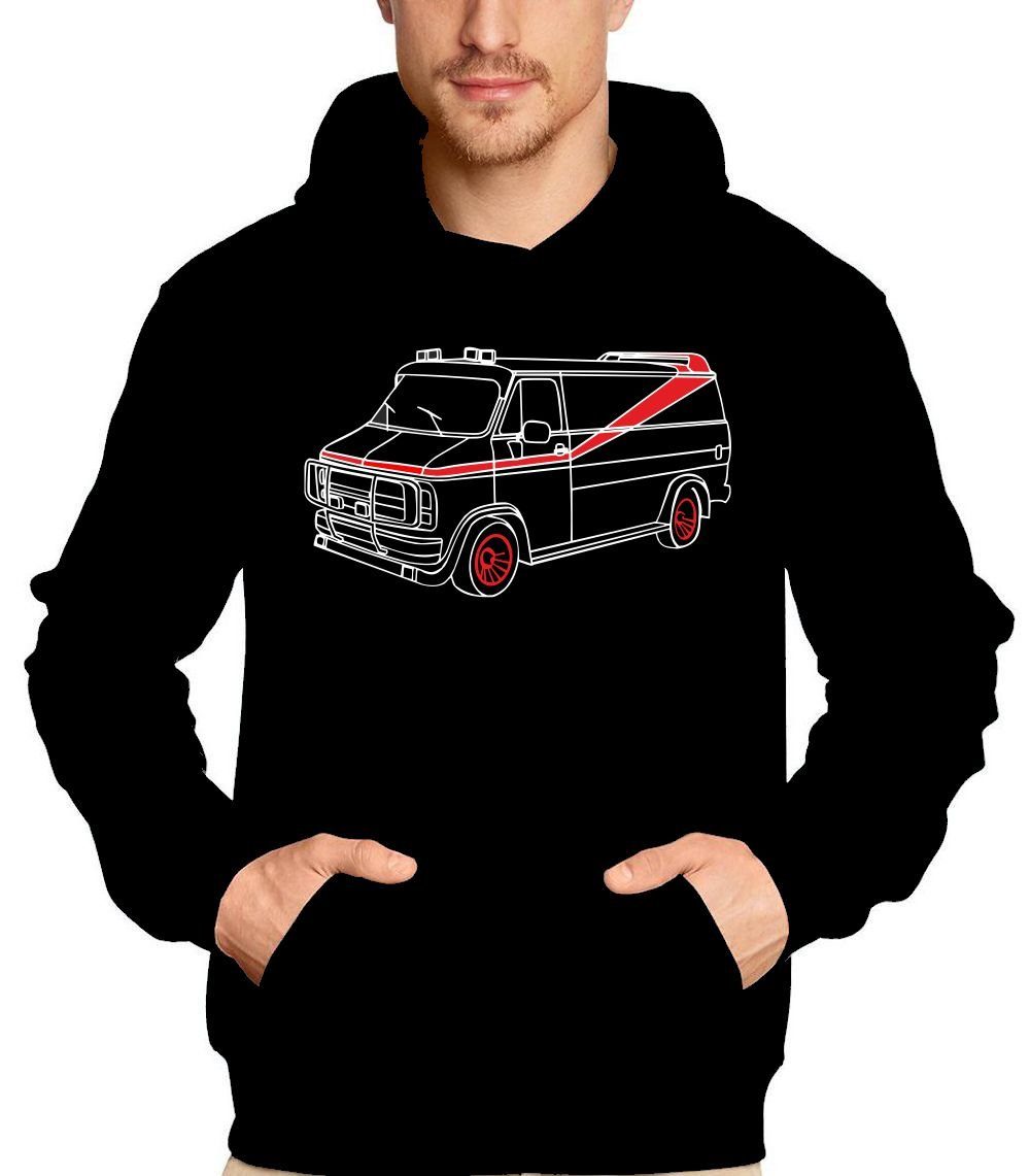 Sweatshirt Kapuze A-TEAM Schwarz mit Van Hoodie Hoodie Bus coole-fun-t-shirts