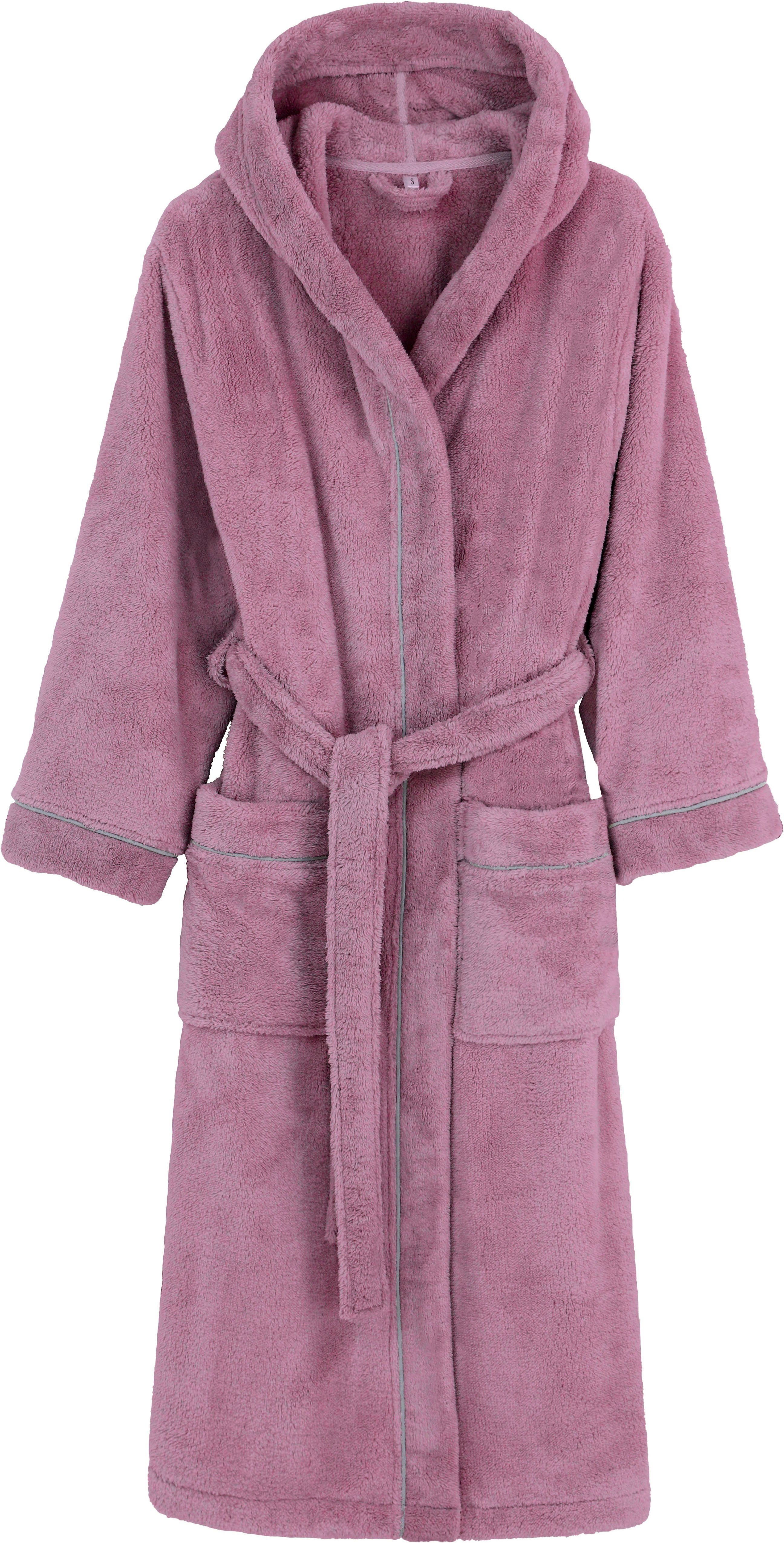 OTTO home Unisex-Bademantel Lillou, ideal für Sauna & Spa, Hotelbademantel, Morgenmantel, Langform, Microfaser, Kapuze, Gürtel, kuschelig weicher Fleece, plüsch – Bild 2 von 5