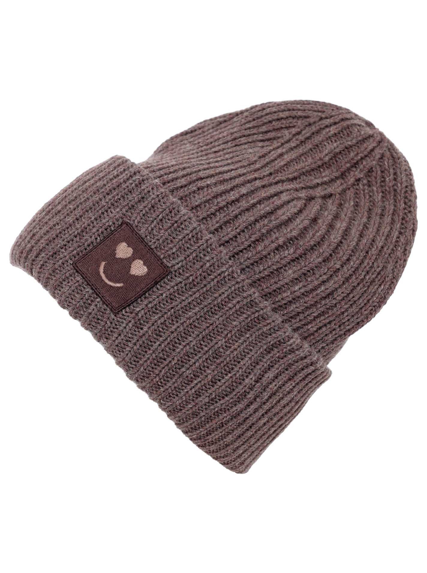 Zwillingsherz Strickmütze Smile Grobstrick, Smile Patch günstig online kaufen