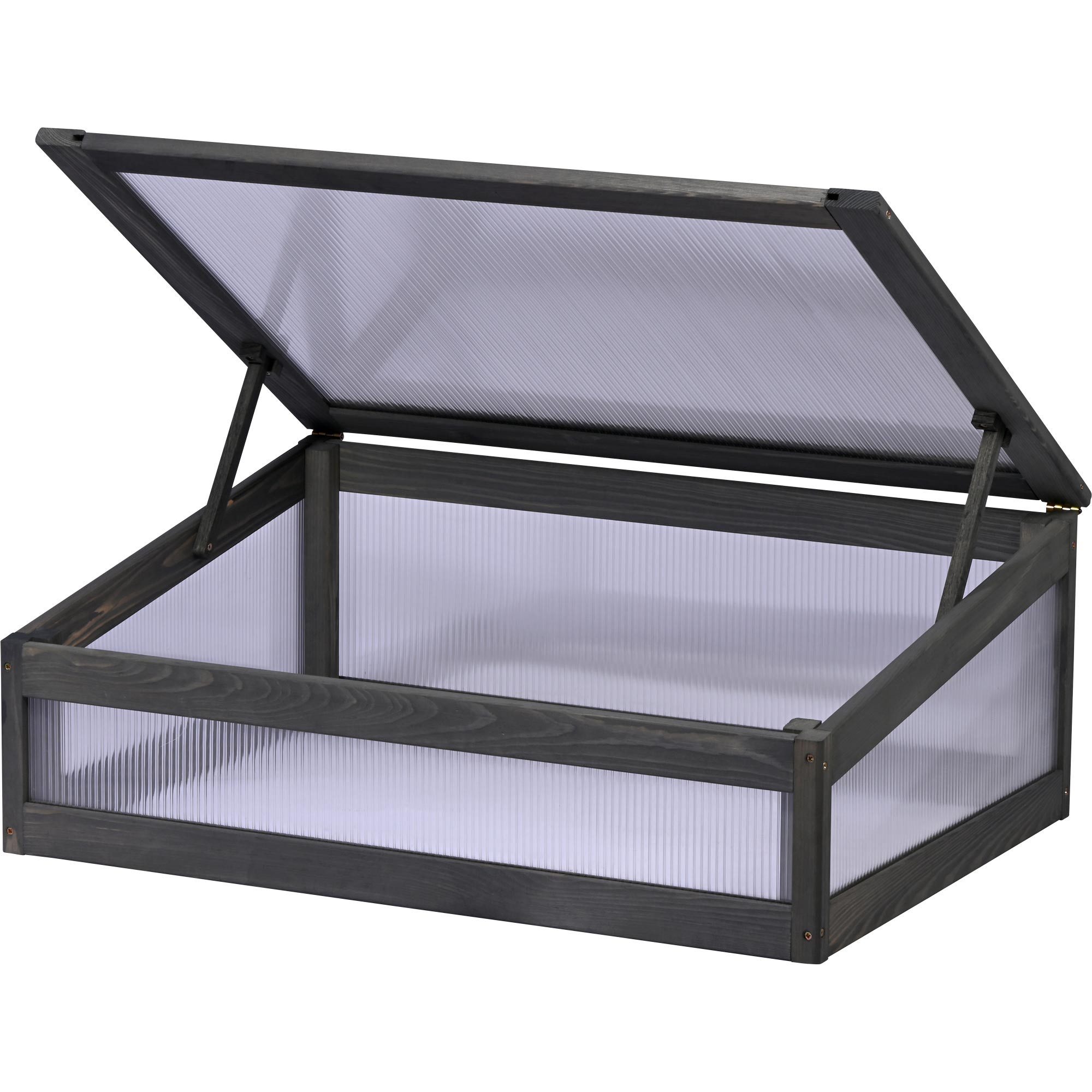 dobar Frühbeetaufsatz Kubus 2.0, anthrazit, aus FSC®-zertifiziertem Kiefernholz und bruchfestem Polycarbonat