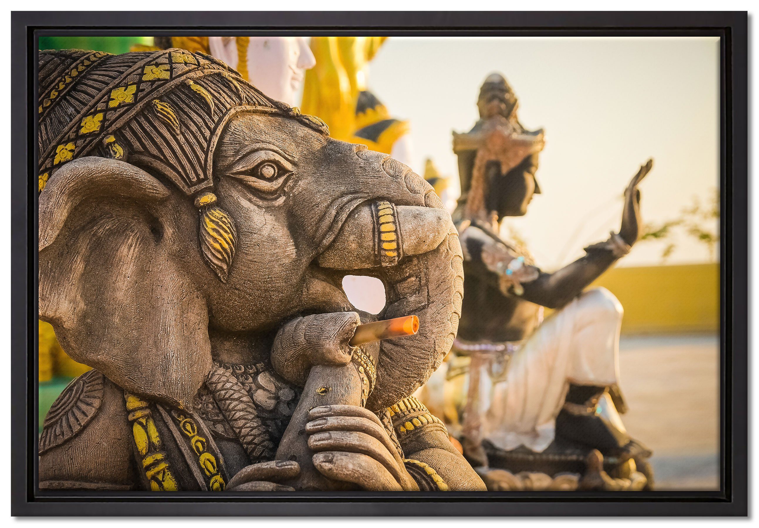 Pixxprint Leinwandbild Elefantengottheit in Thailand, Wanddekoration (1 St), Leinwandbild fertig bespannt, in einem Schattenfugen-Bilderrahmen gefasst, inkl. Zackenaufhänger
