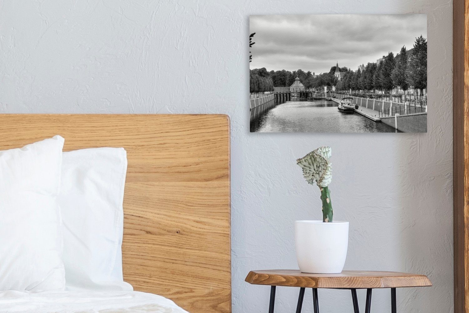 Leinwandbilder, mit Aufhängefertig, Breda OneMillionCanvasses® Wanddeko, Bäumen 30x20 Gracht St), Wandbild (1 in Leinwandbild cm schwarz-weiß, -