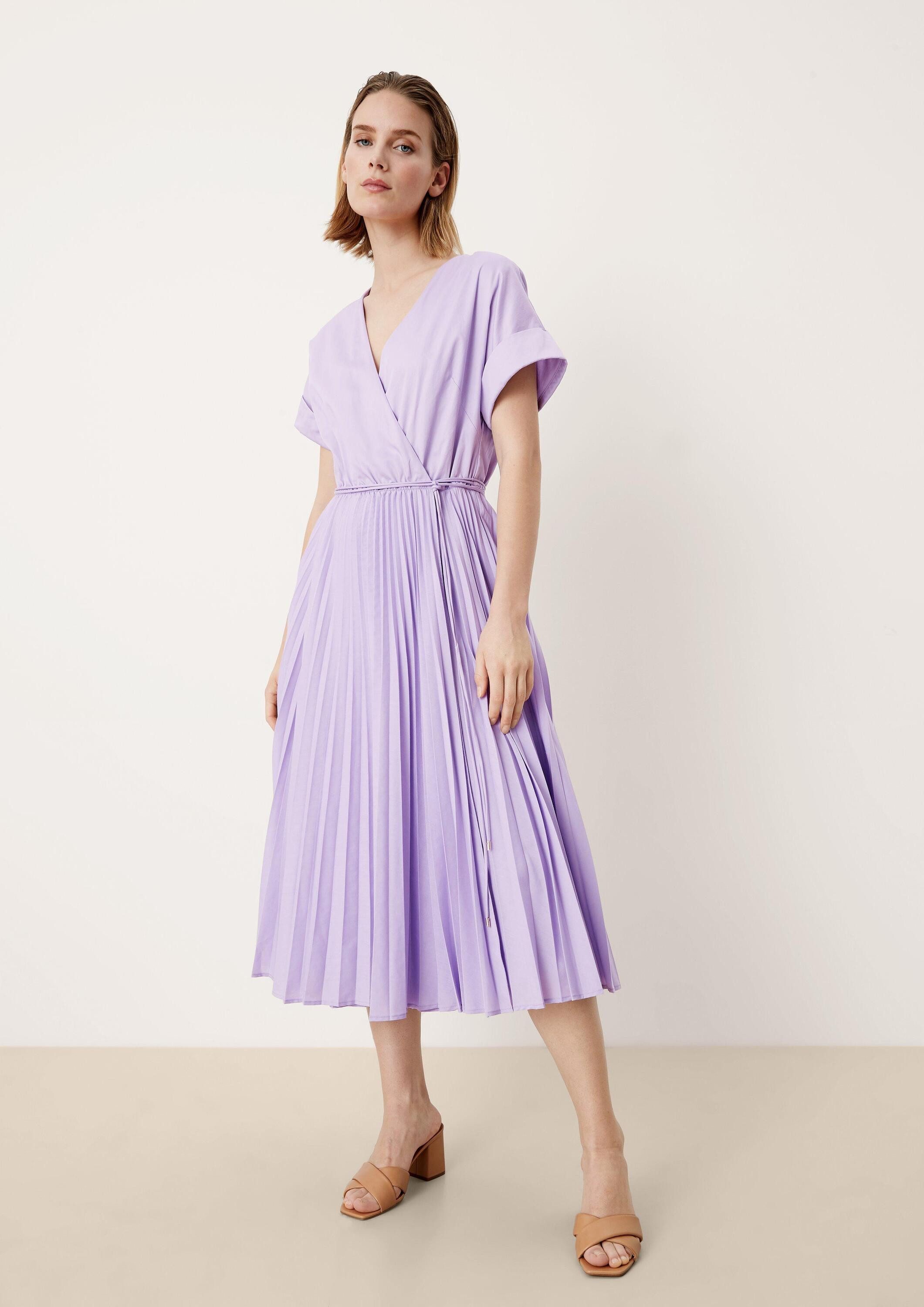 s.Oliver Midikleid Kleid Wickelkleid mit Plisseerock