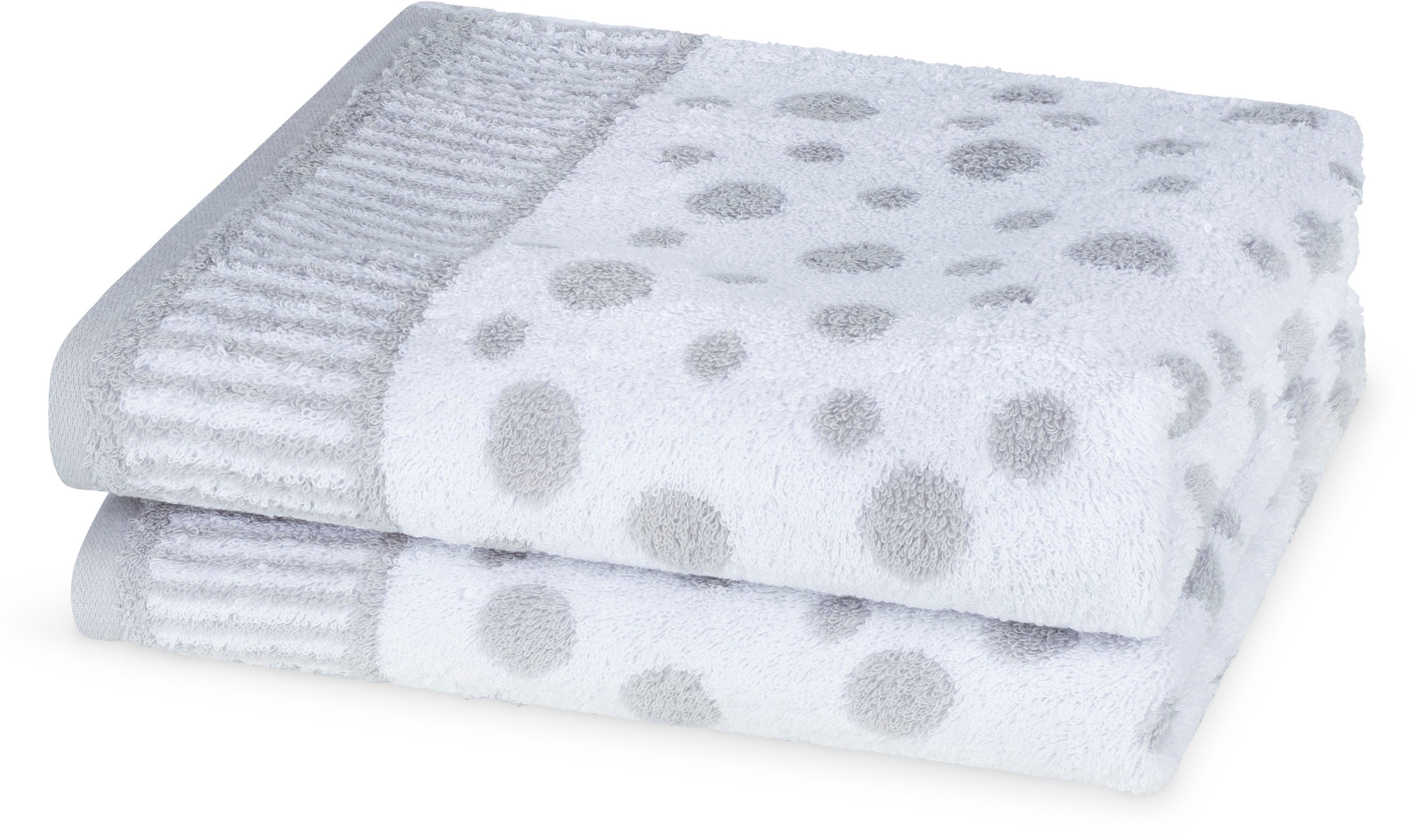 ROSS Handtücher Punkte, allover, Frottier (Packung, 2-St), aus feinster Baumwolle