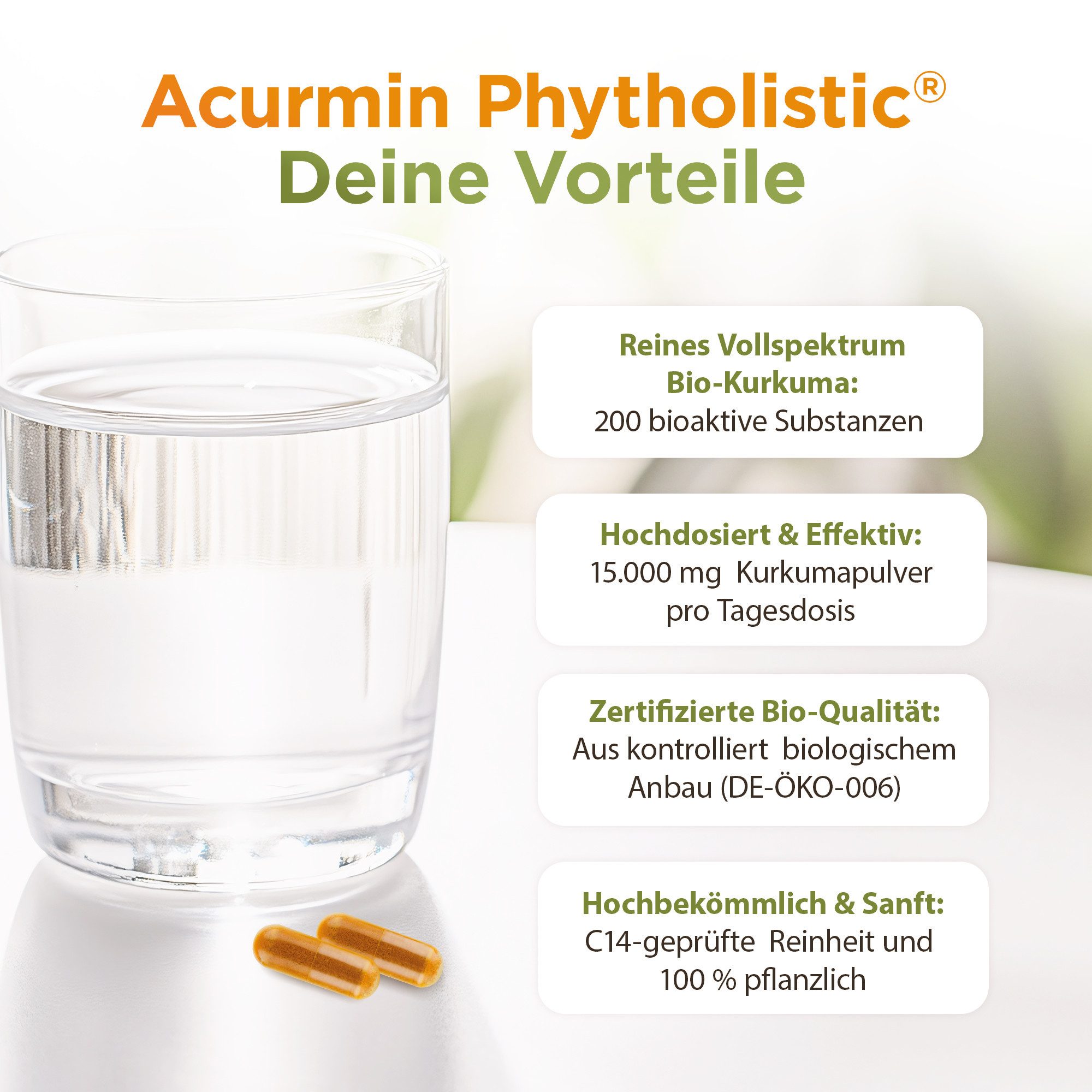 Cellavent Healthcare Stärkste Bio Kurkuma Kapseln ohne Pfeffer - Acurmin Phytholistic Kapseln