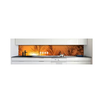 DRUCK-EXPERT Küchenrückwand Küchenrückwand Sonnenuntergang Schilf Hart-PVC 0,4 mm selbstklebend