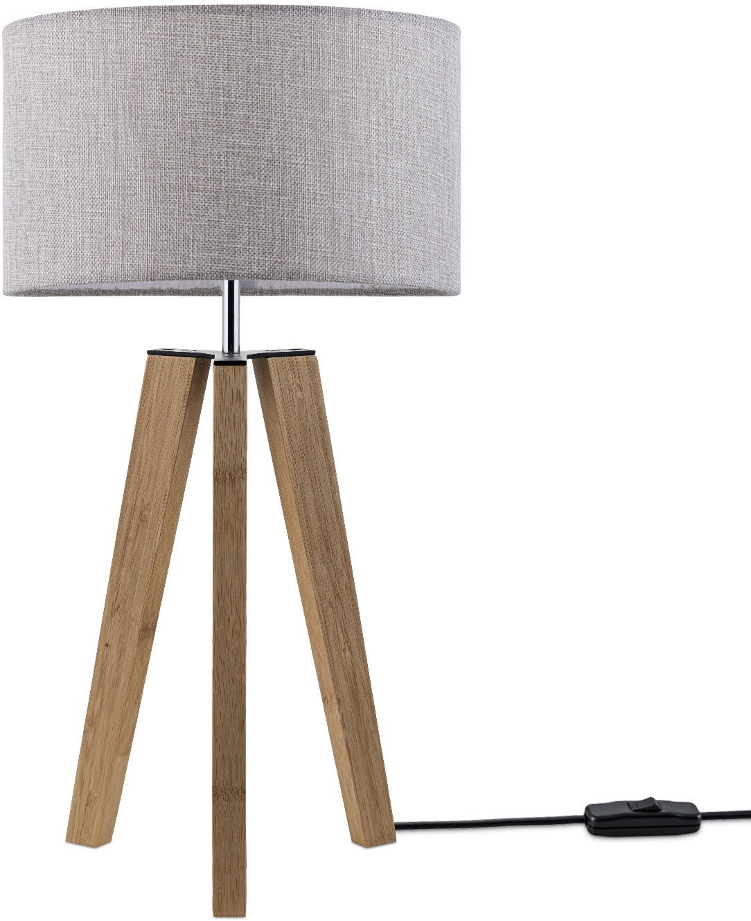 Paco Home Stehlampe Canvas ohne Tischleuchte Fuß Lampe Wohnzimmer Skandinavischer Leuchtmittel, E27 LED Stil Color, Vintage uni