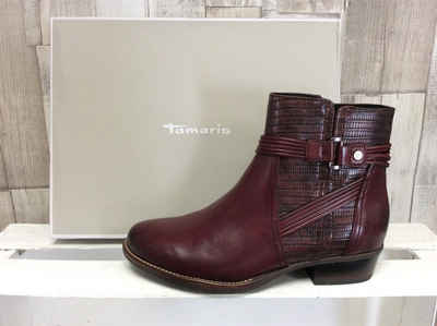 Tamaris Tamarais Damen Stiefelette bordo mit Fesselbändchen -Verzierung Stiefelette