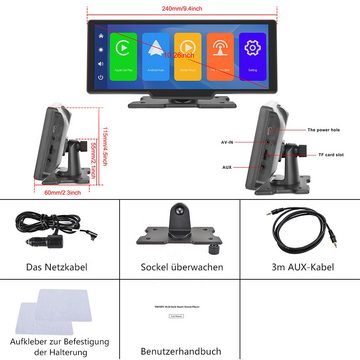 Hikity 10,26" IPS-Touchscreen Digitaler Medienempfänger Wireless Carplay/Auto Navigationsgerät (Bluetooth/Airplay/Spiegelverbindung/SD/TF)