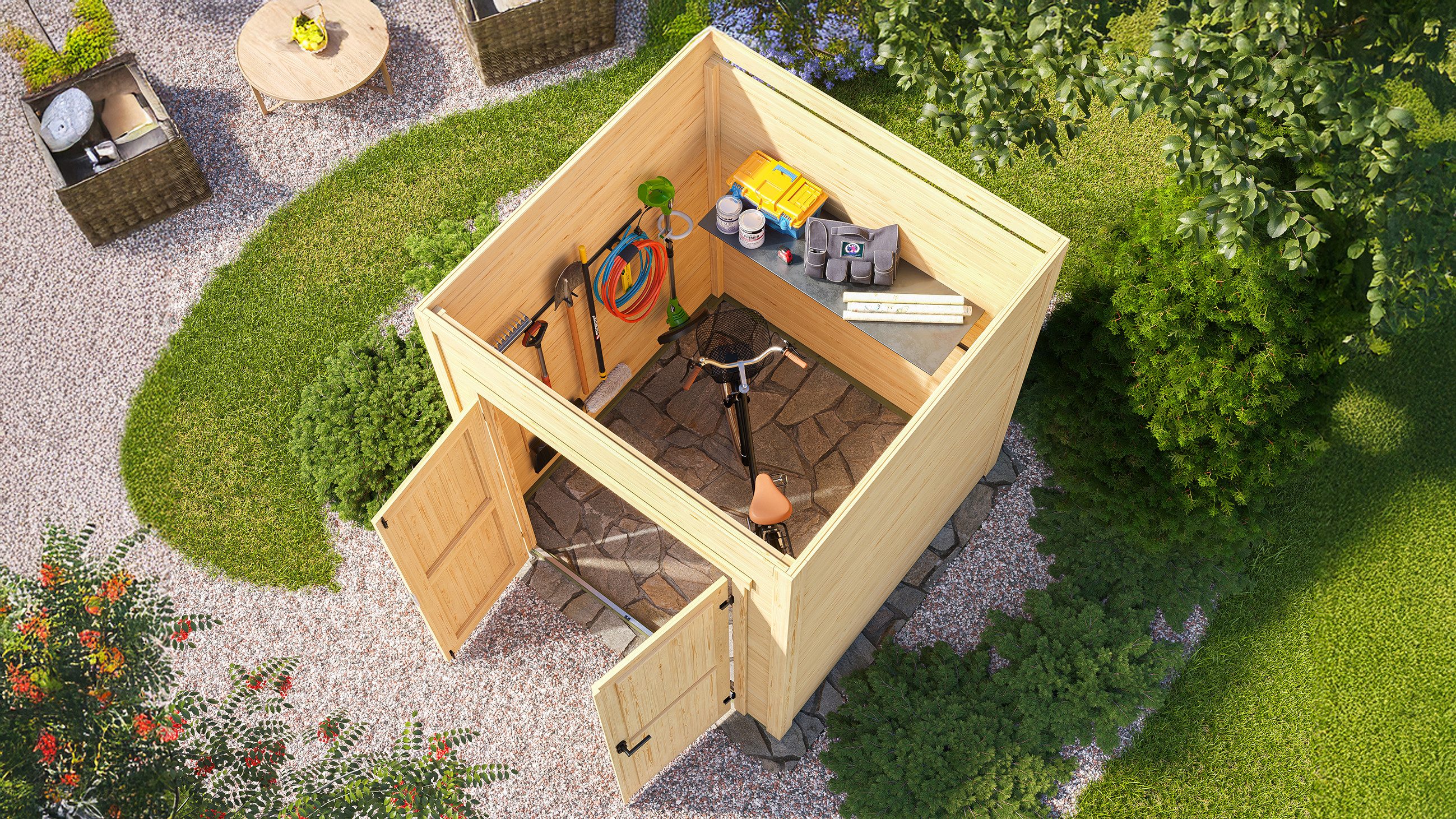 weka Gartenhaus Batu 1, Flachdach, Vollholztür, BxT: 200x207,4 cm, 28 mm starke Blockbohlen, in verschiedenen Farben