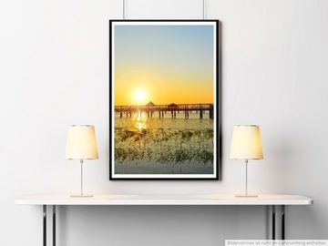 Sinus Art Poster 60x90cm Poster Landschaftsfotografie  Wunderschöner Sonnenaufgang am Steg