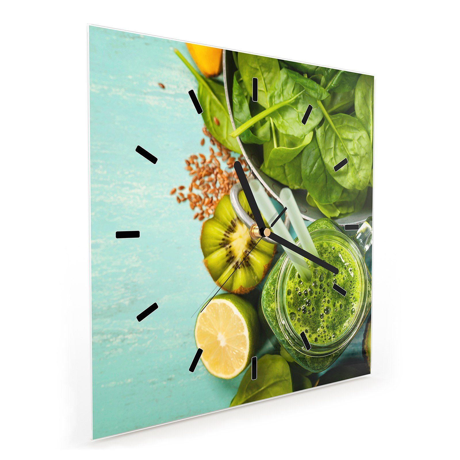 Primedeco Wanduhr Glasuhr cm Größe Wanduhr und Motiv Salat Avocado x mit 30 Wandkunst 30