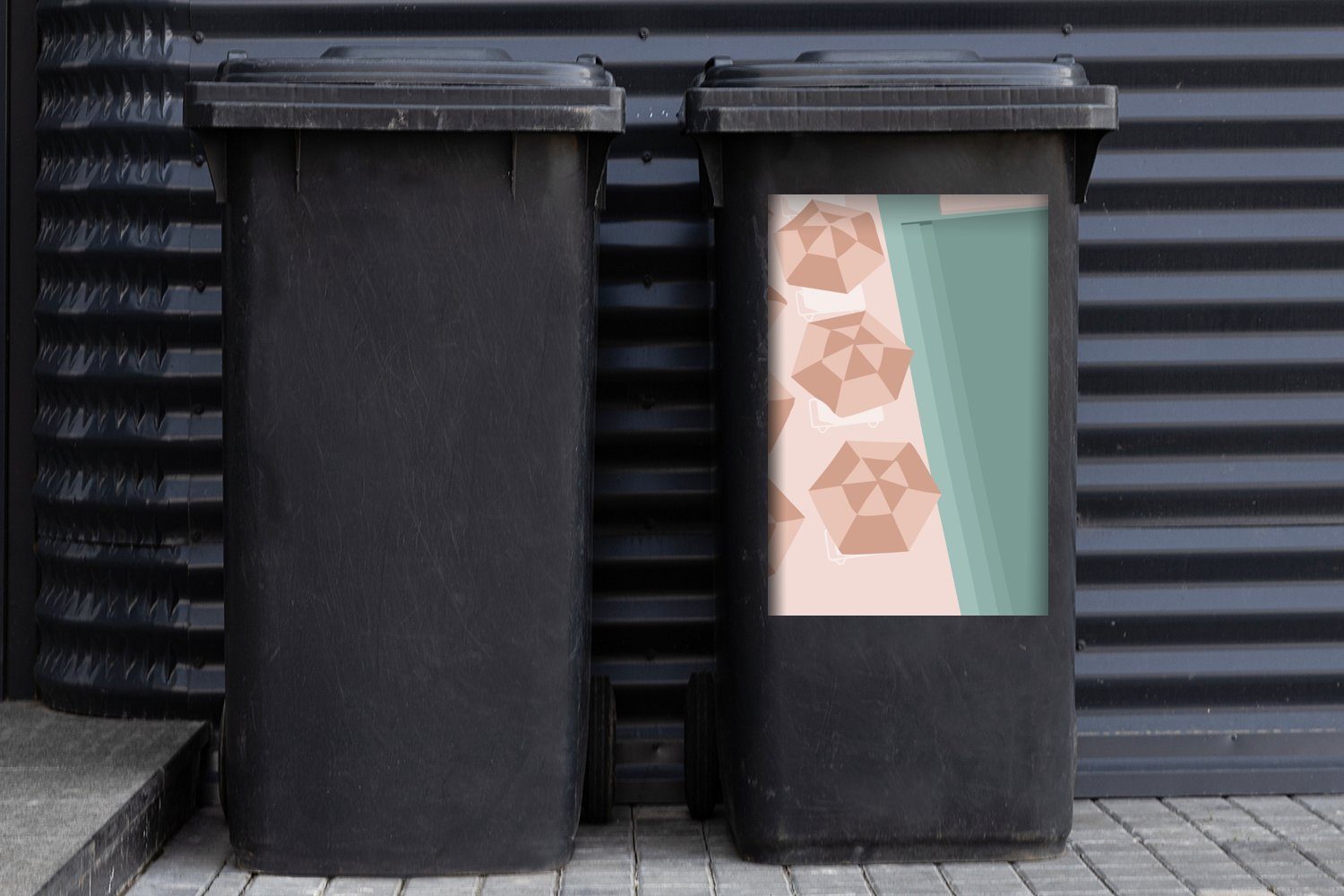 St), Mülltonne, Strandstühle MuchoWow Container, Mülleimer-aufkleber, - - Sonnenschirme Abfalbehälter Sticker, (1 Sommer Wandsticker