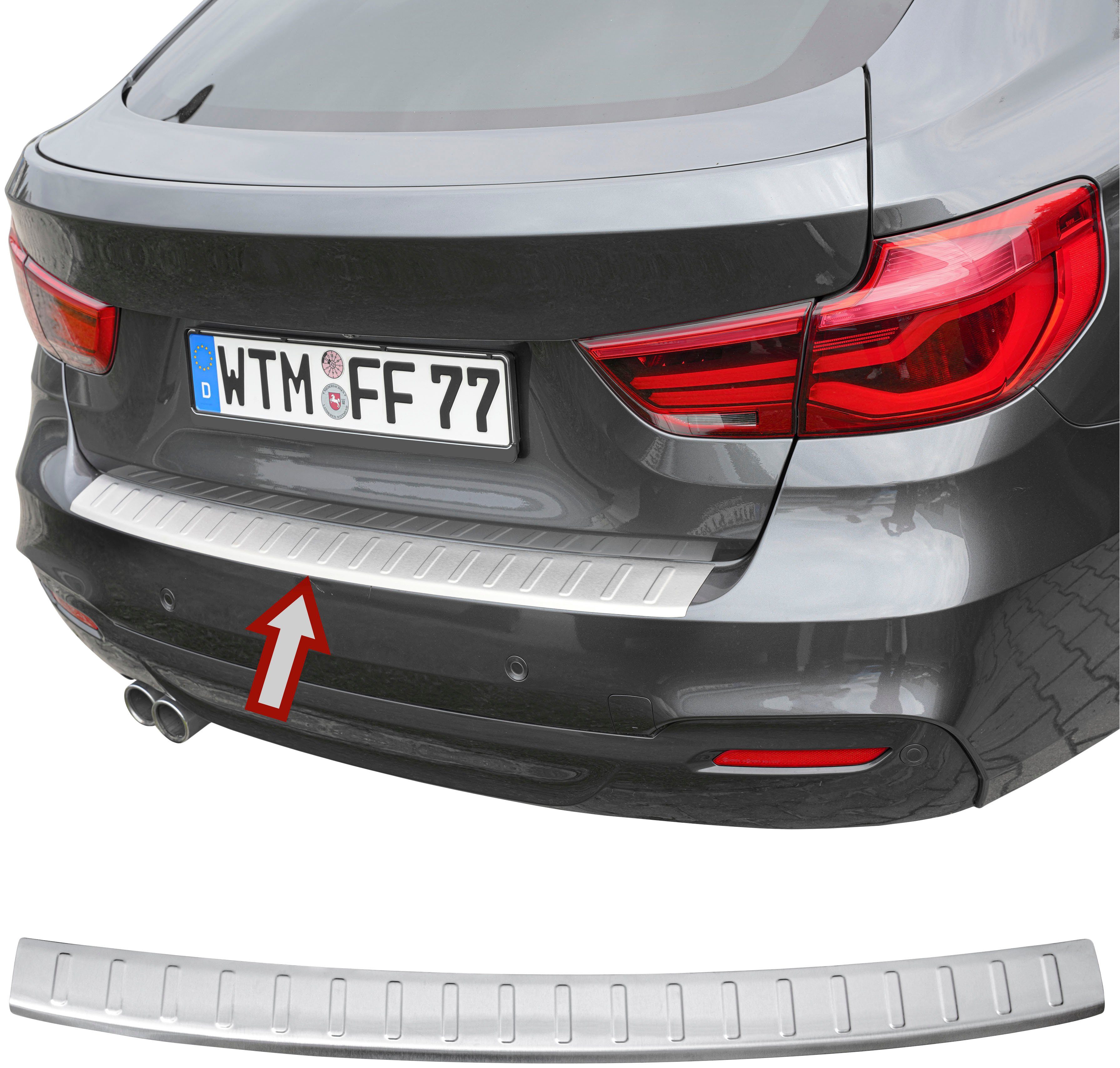RECAMBO Ladekantenschutz, Zubehör für BMW 3er GT, F34, 2013-2020, Edelstahl  matt gebürstet, mit Abkantung