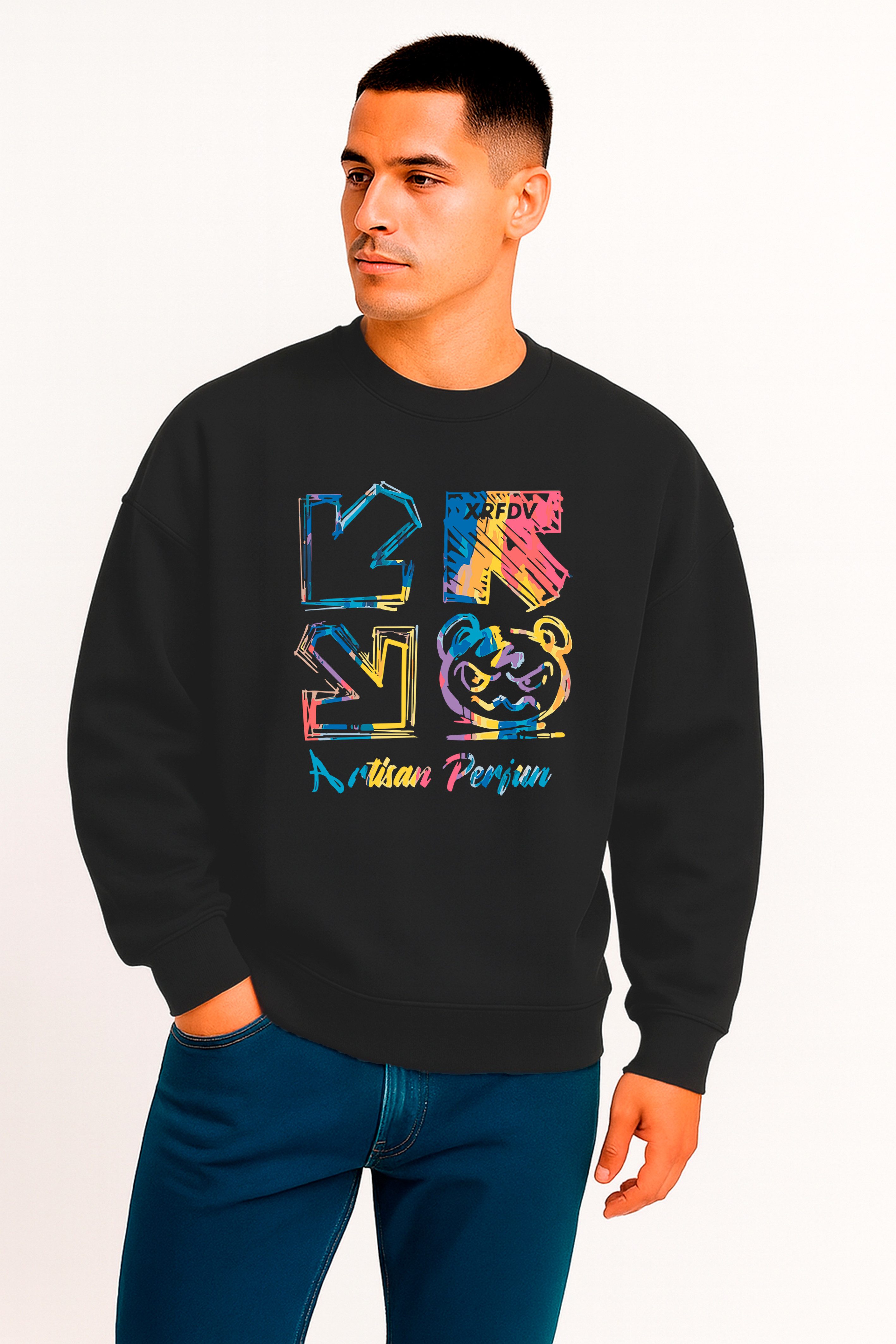 Banco Sweatshirt Herren Oversize Rundhals Pullover Oversized Fit Extra weit, mit verlängerten Schultern.