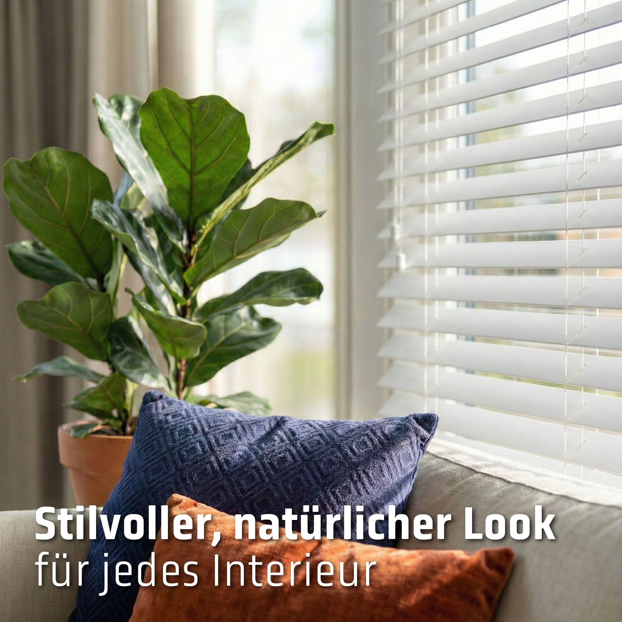 Cocoon Home Jalousie Holzjalousie 50mm Lammelen, Holz Jalousie in Breiten von 50 bis 240 cm, Halterung, Bohren, Echtholz, Bohrmontage, Innenjalousie 50 x 130 -  – Bild 4 von 5