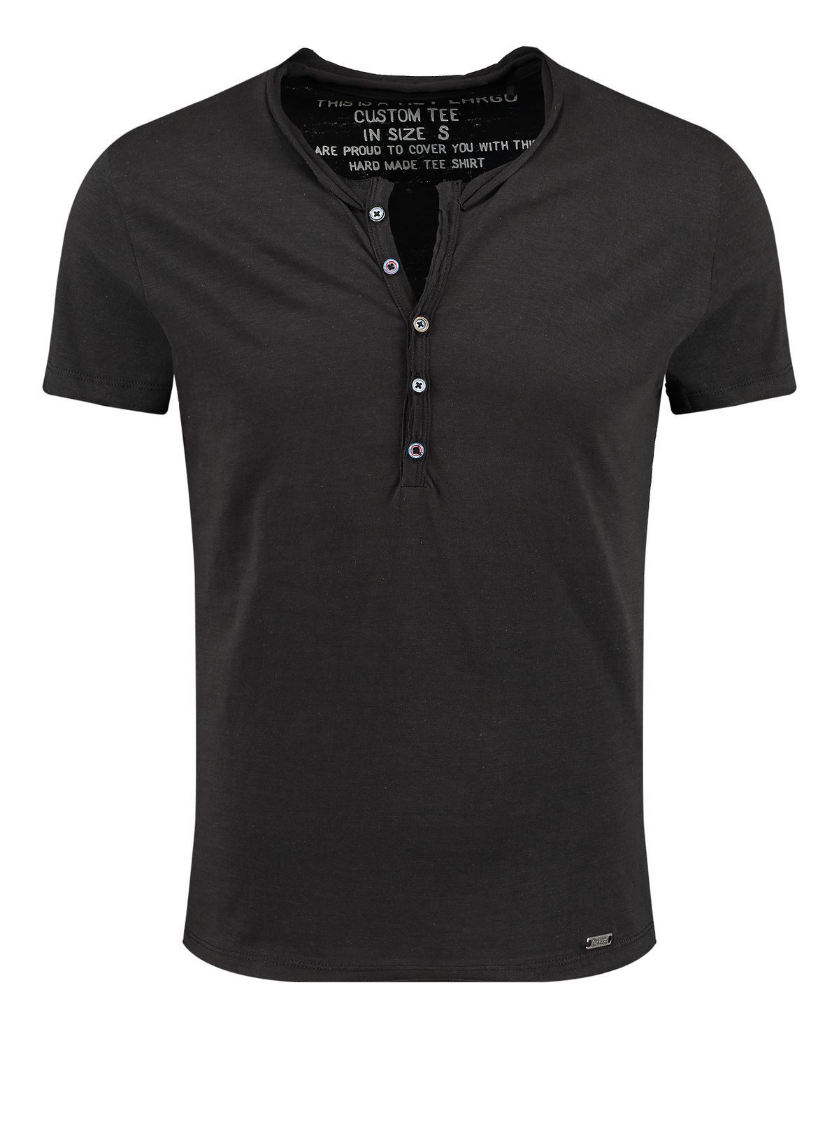 Key Largo Henleyshirt Lemonade vintage Look uni Basic MT00122 mit Knopfleiste unifarben kurzarm slim fit
