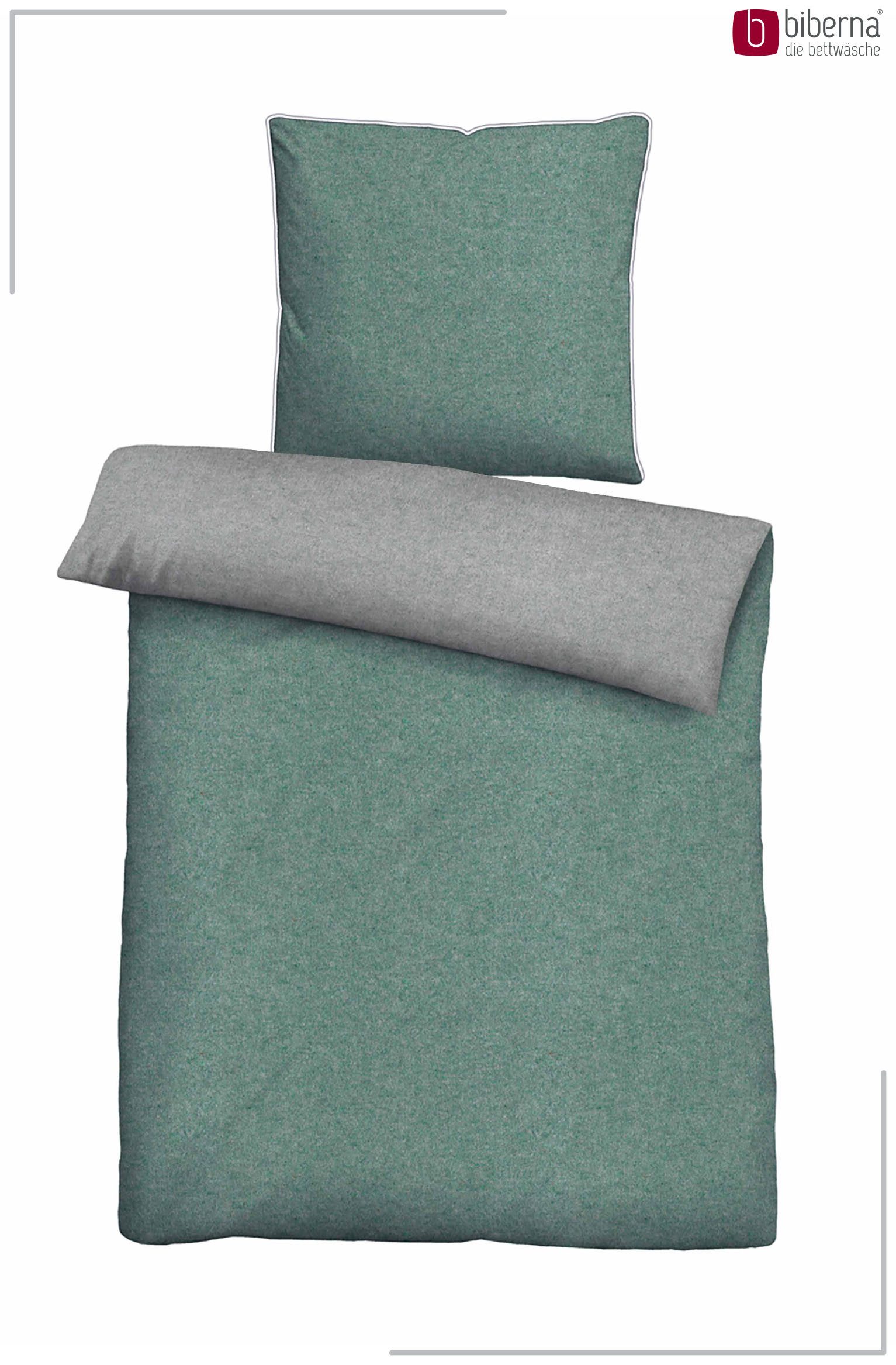 Biberna Wendebettwäsche 0840500 HERMAL Premium Biber Melange-Flanell Bettwäsche 100% Baumwolle, Flanell, 2 teilig, Biber, wärmend & weich, Reißverschluss, ab Gr – Bild 2 von 5