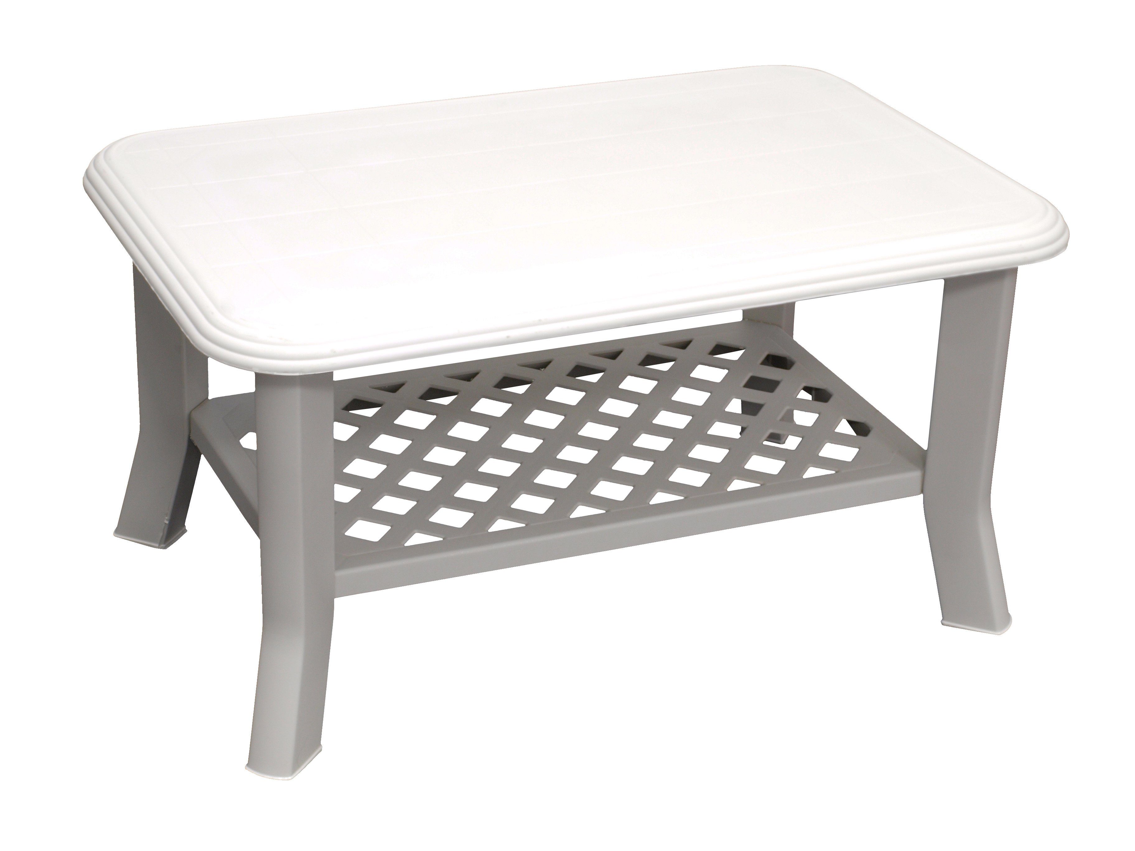 90x60cm, Höhe Best (1-St), Gartentisch ALASSIO rechteckig Loungetisch weiß 46cm, Kunststoff wetterfester