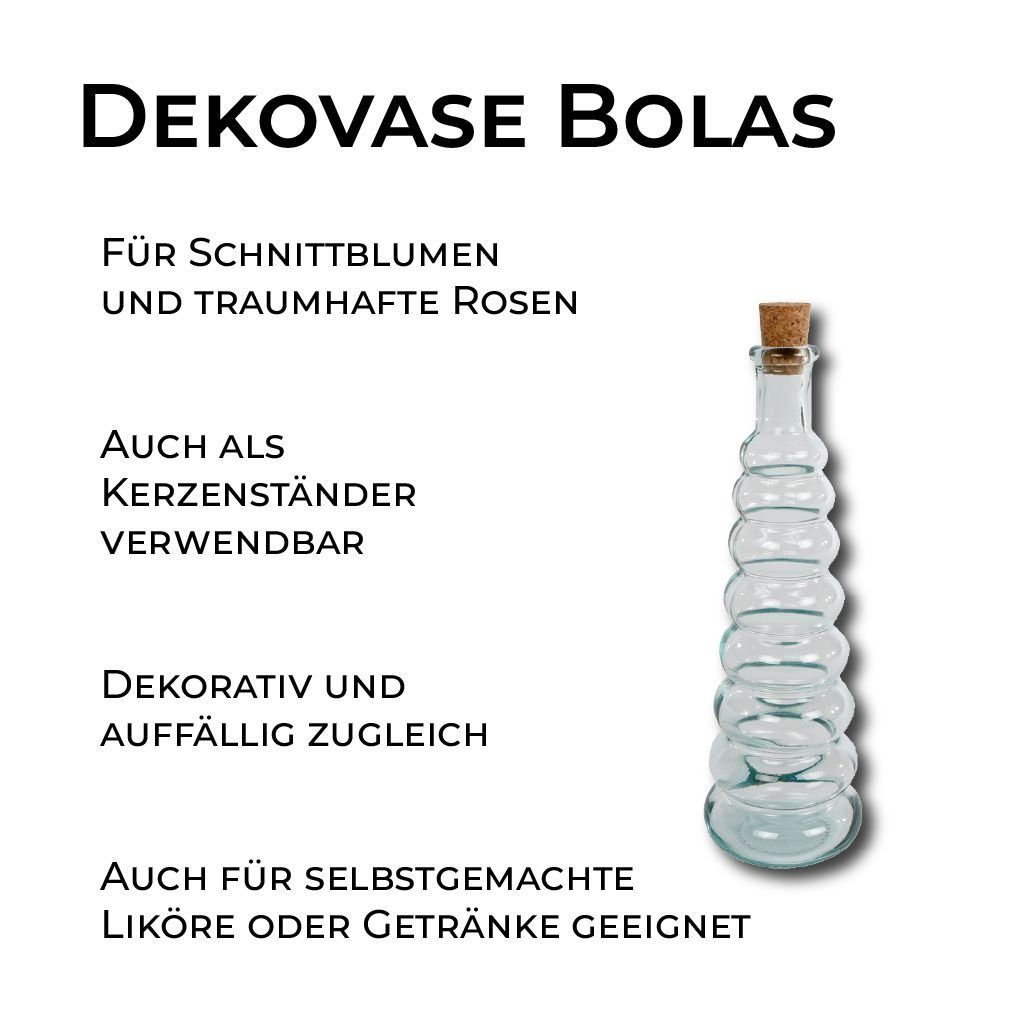 Rivanto mit Korken, Glasflasche Dekovase M mit St), 6x6x18 Größe Glasvase (1 Bolas cm Korken,