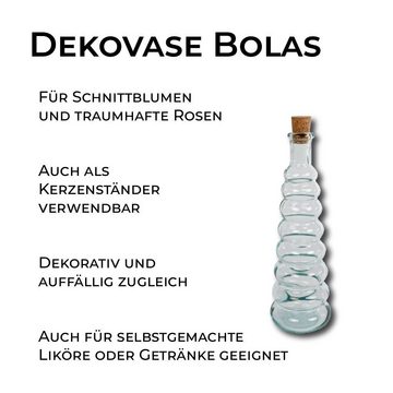 Rivanto Dekovase Bolas, Glasvase mit Korken, Glasflasche mit Korken, Größe M 6x6x18 cm