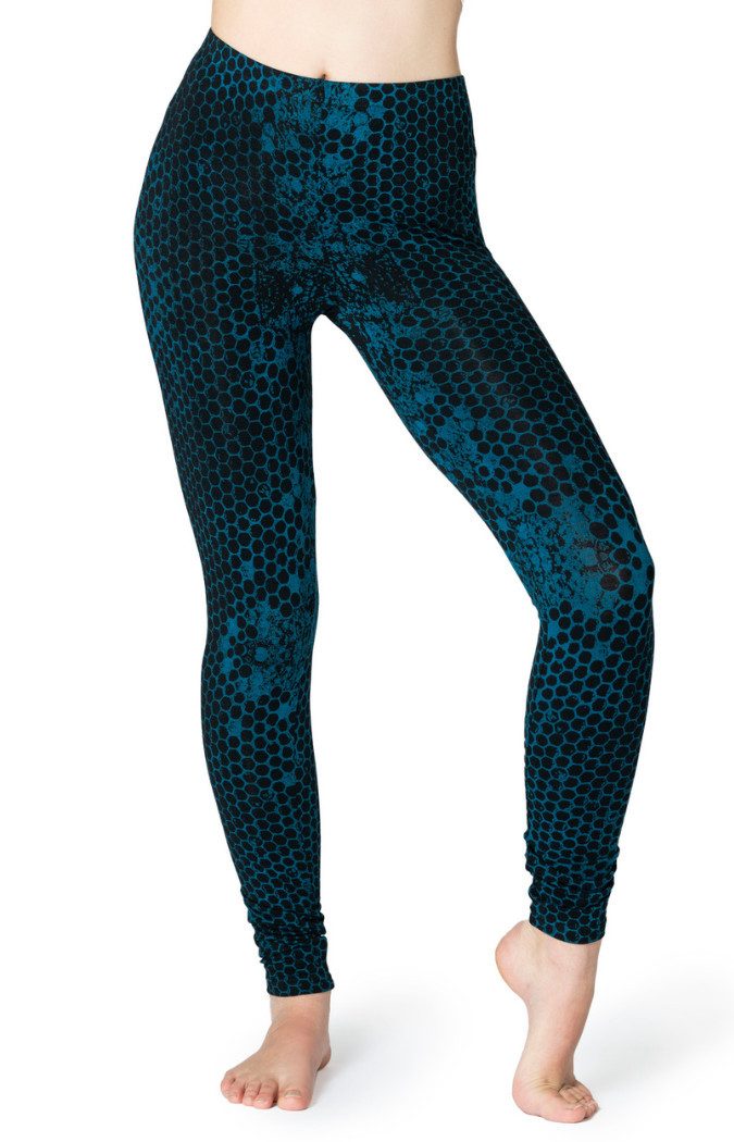 Leggings Unikat Batik Leggings mit Wabendesign moderner Stil lange Gym Leggings