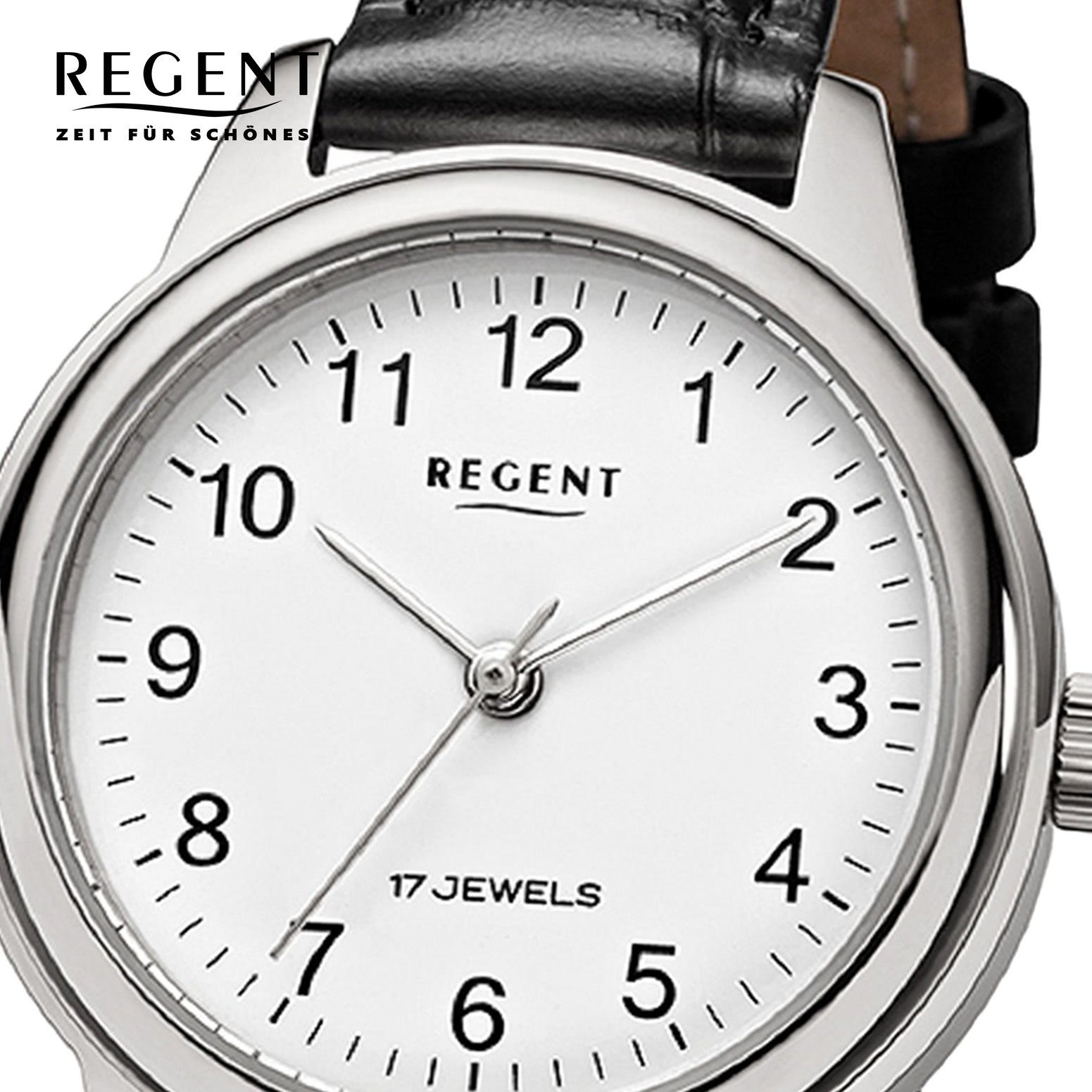 Regent Quarzuhr Analog, 32mm), Damen rund, Armbanduhr (ca. Regent groß Lederarmband extra Armbanduhr Damen