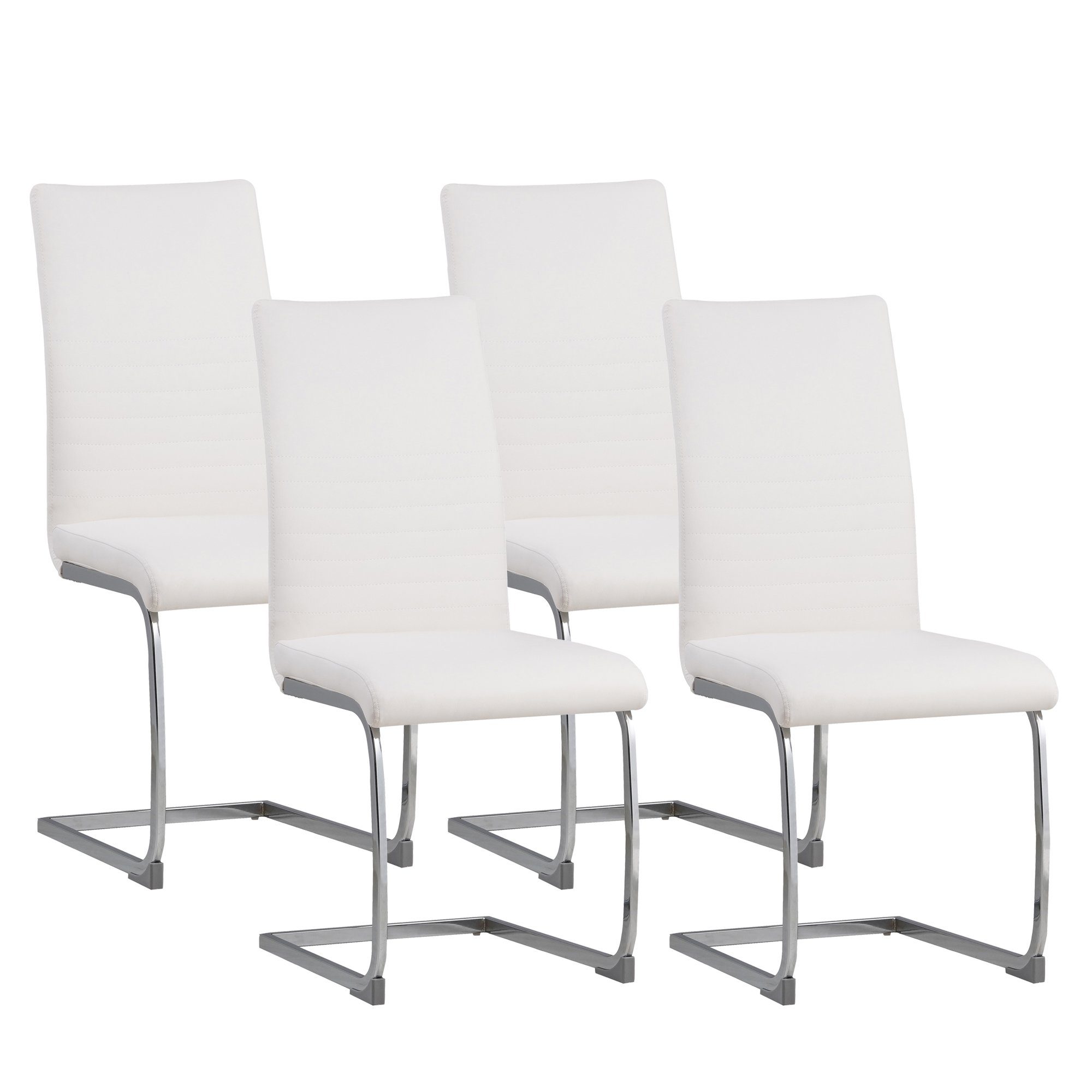 Albatros International Freischwinger Freischwinger BURANO 4er Set Weiss Modernes Design Polster (4er Set, Weiss), Esszimmerstuhl Schwingstuhl mit modernem Design, dicke Polsterung