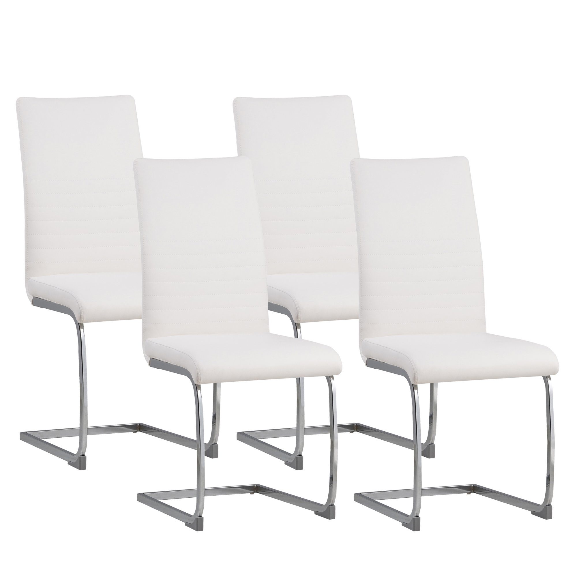 en.casa 6x Design Stühle Esszimmer Weiß Stuhl Holz Plastik Kunst-Leder 