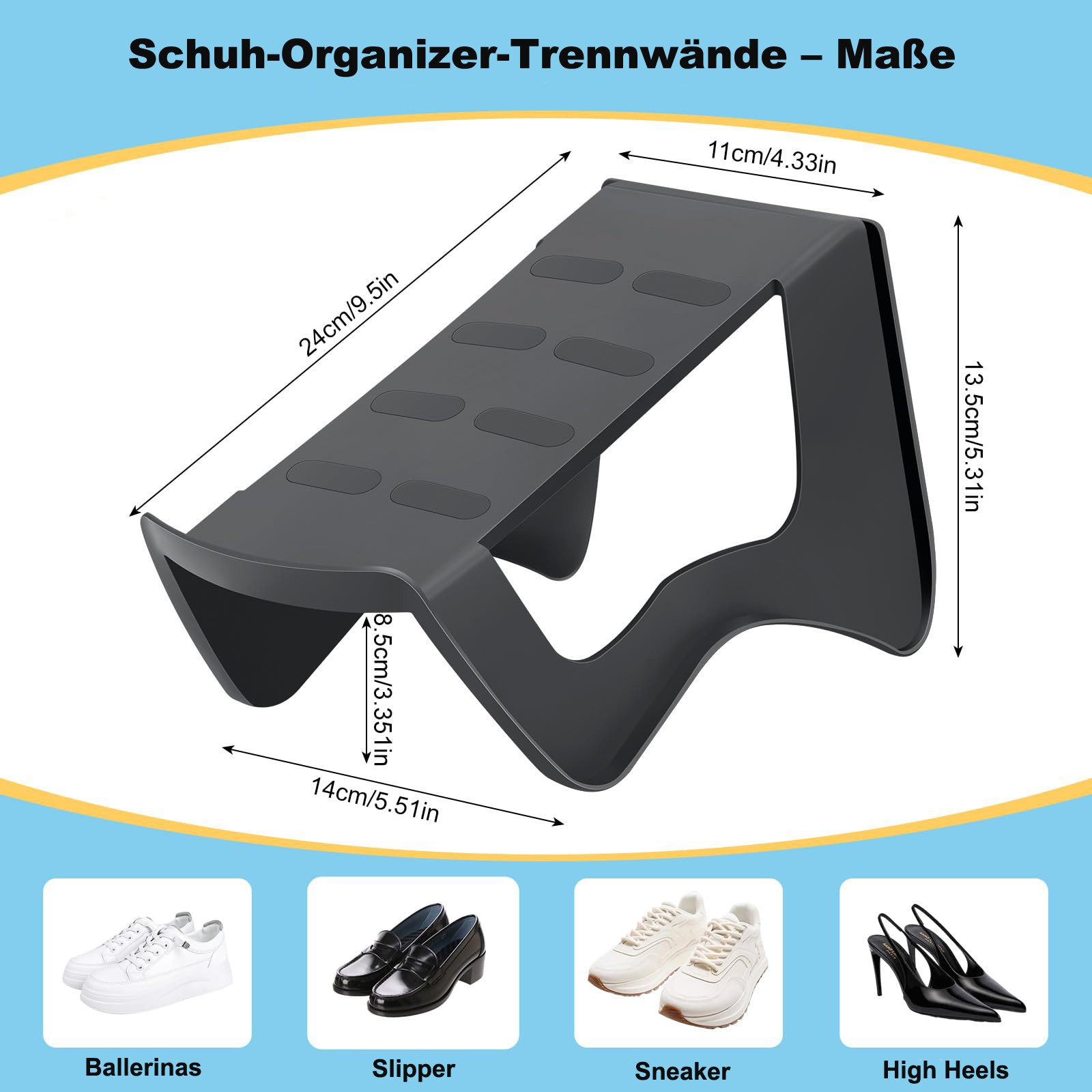 Zyronn Schuhstapler Doppelter Schuhorganizer, platzsparend & rutschfest, für Schuhschrank, Sneaker, Sandalen & mehr