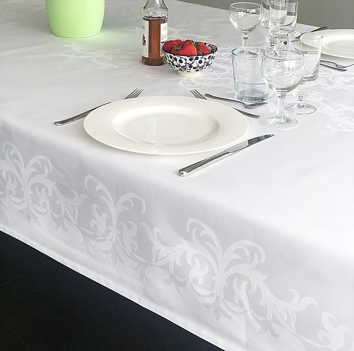 Libusch® Tischdecke DAMAST-Tischdecke Prinzipal, weiß, ornamentales günstig online kaufen
