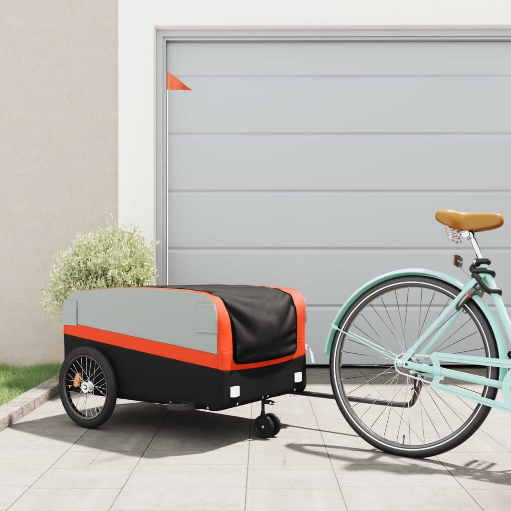 Thumbnail - vidaXL Fahrradkinderanhänger, Fahrradanhänger Schwarz und Orange 45 kg Eisen