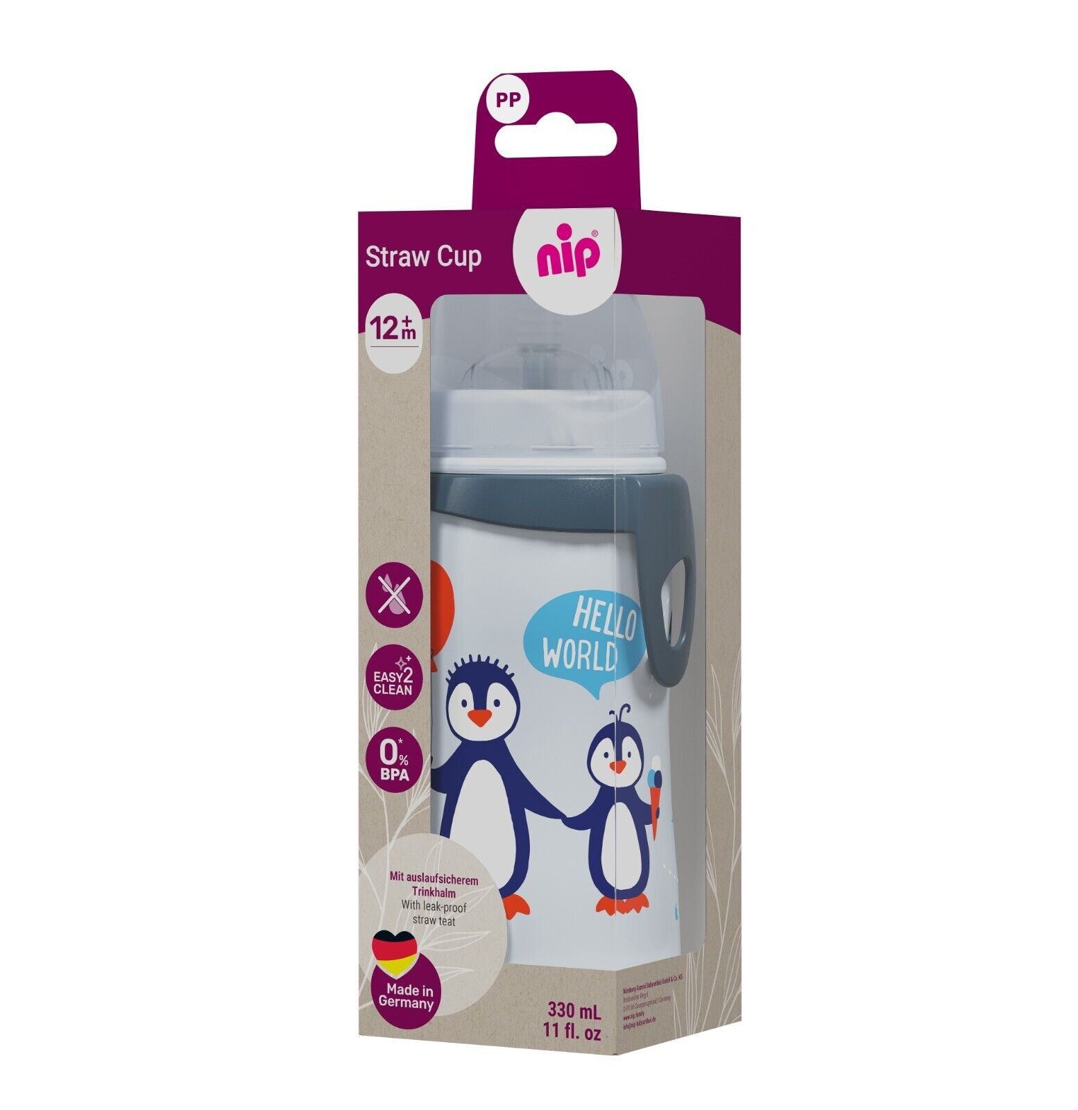 nip Trinkflasche Straw Cup Strohhalmbecher 12m+